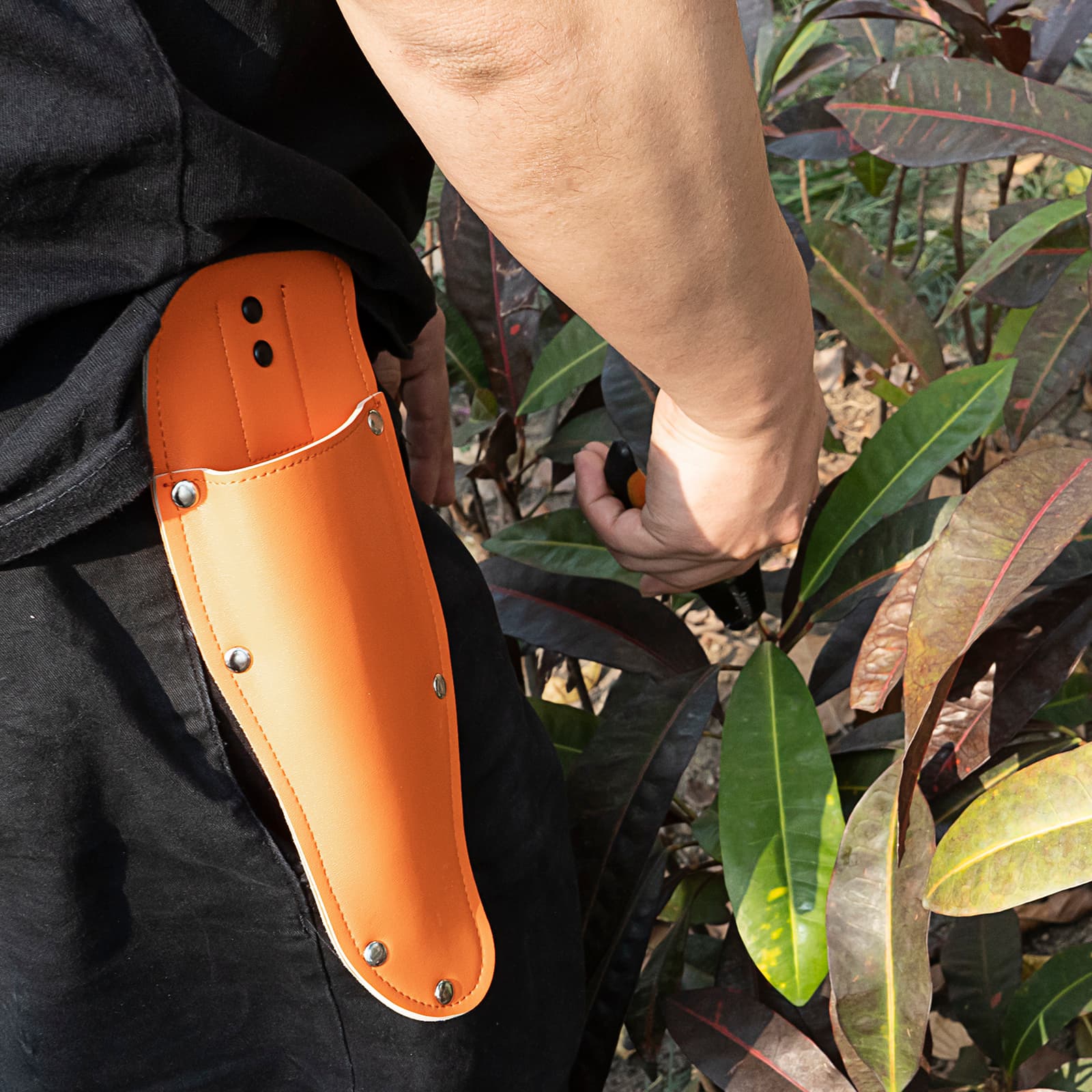 JANKOW Pruning Shear Bag, Gardening Pruner Shears, Sheath Pruner, Sheath Protective Case, Pruning Shear Tool Belt Holder 9.84 x 3.93 x 0.74 inches (Orange) - 4