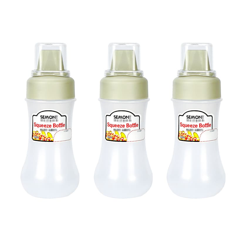 JANKOW 3PCS 5-Holes Squeeze Bottle for Sauces, Plastic Dressing Squirt Bottles, Ketchup Bottles with Cap Lids, Condiment Bottles for Liquids, BBQ, Dressing, Pancake Dispenser