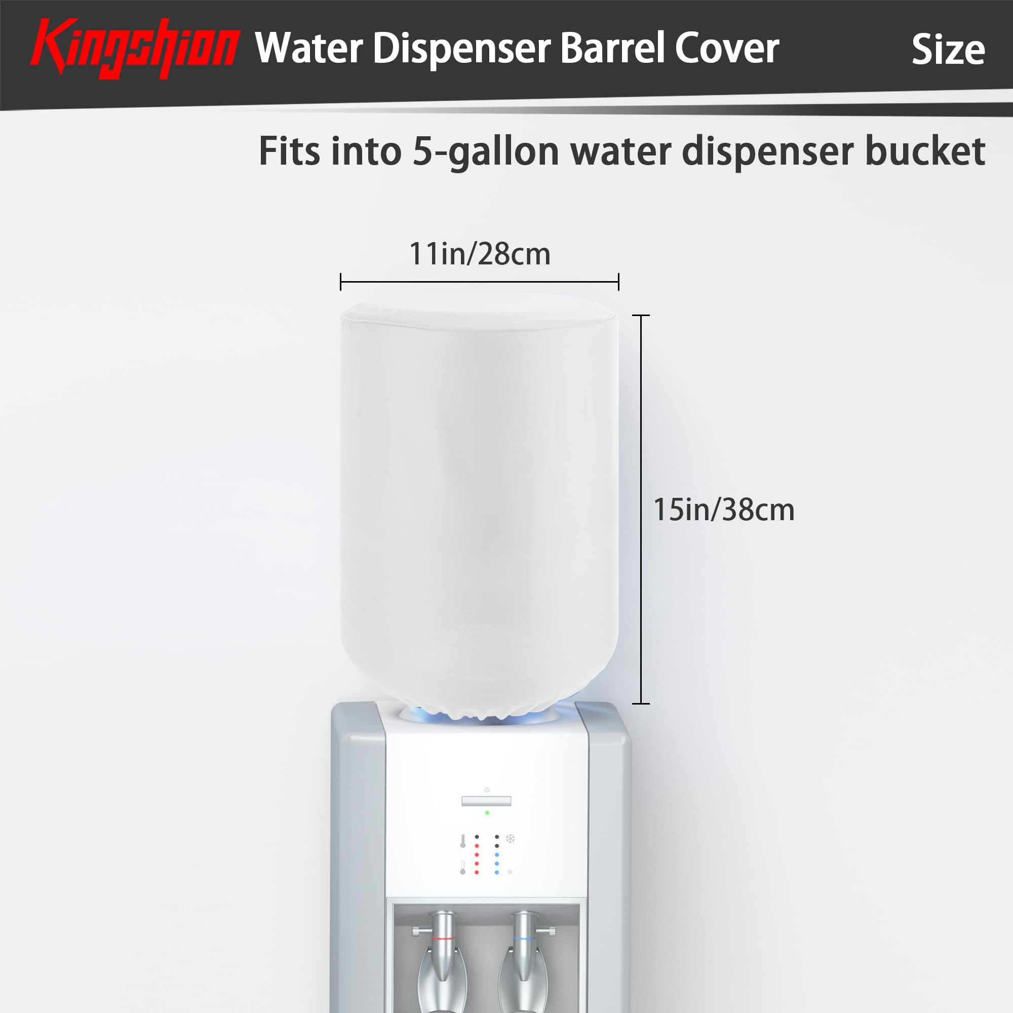 Water Spenderfassdeckel für 5-Gallonen-Flaschen, robuste Kühlerabdeckungen aus Stoff, elastischer Stoff-Eimerdekorschutz, wiederverwendbare Standard-Schutzhaube für Möbel, Weiß - 1