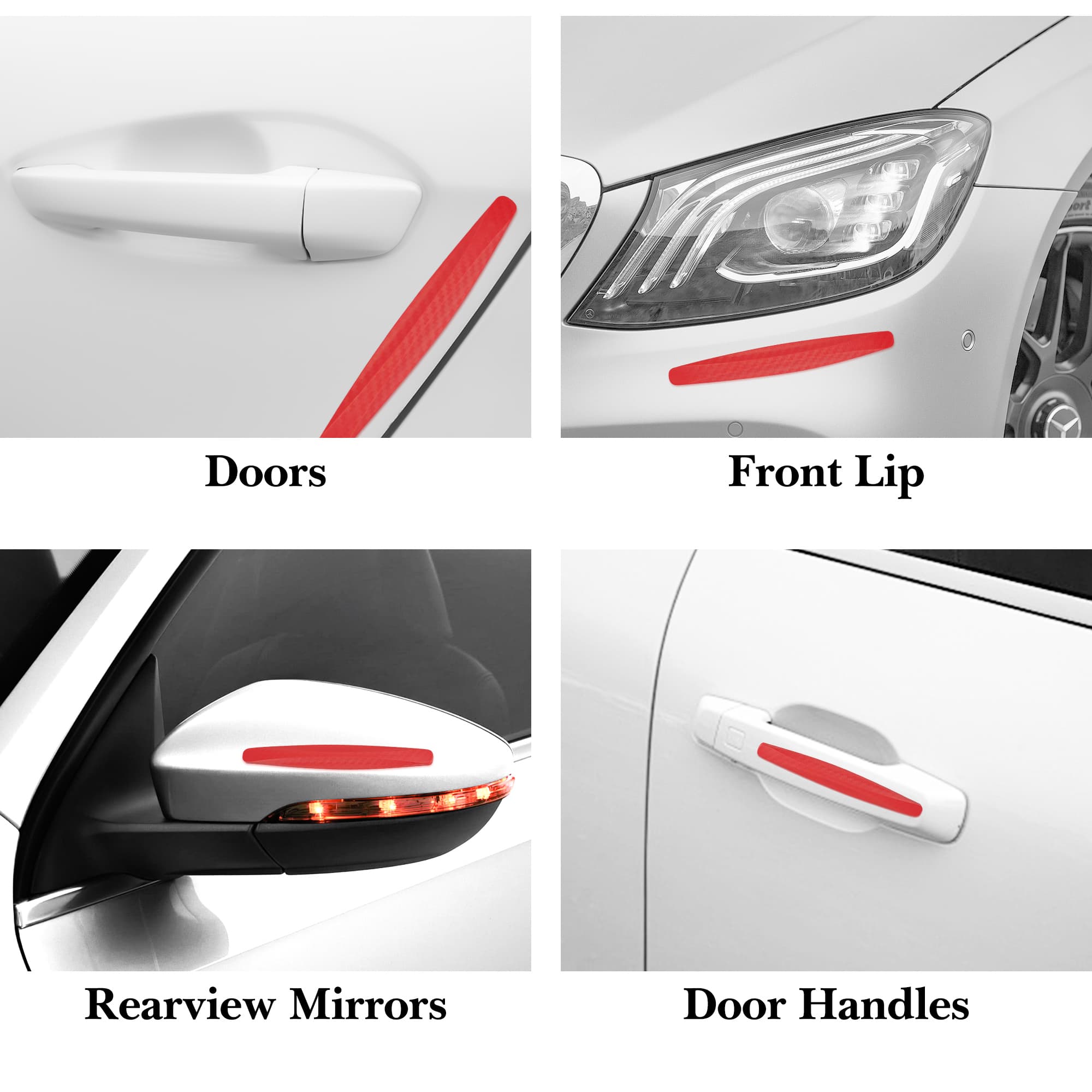 ReignSword 4 Pcs Car Door Edge Guards, Anti-Scratch Anti-Collision Self Adhesive Bumper Protector Trim Strip, Universal Car Exterior Accessories Door Guards for Cars Trucks SUVs (Red) - 2