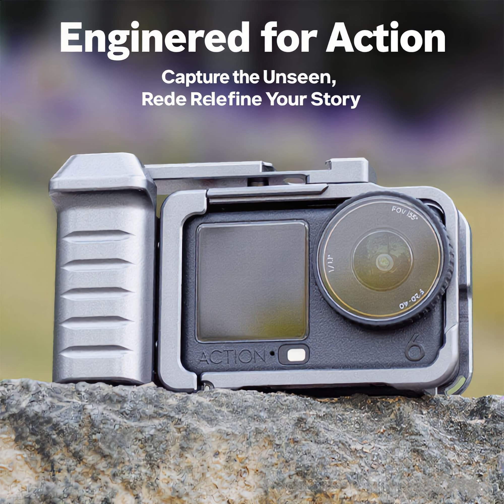RidingRush Cage for DJI Osmo Action 6, Aluminum Camera Frame with Side Handle Grip, Quick Release Mount, Cold Shoe and 1/4" Thread for Vlogging and Handheld Shooting - 5