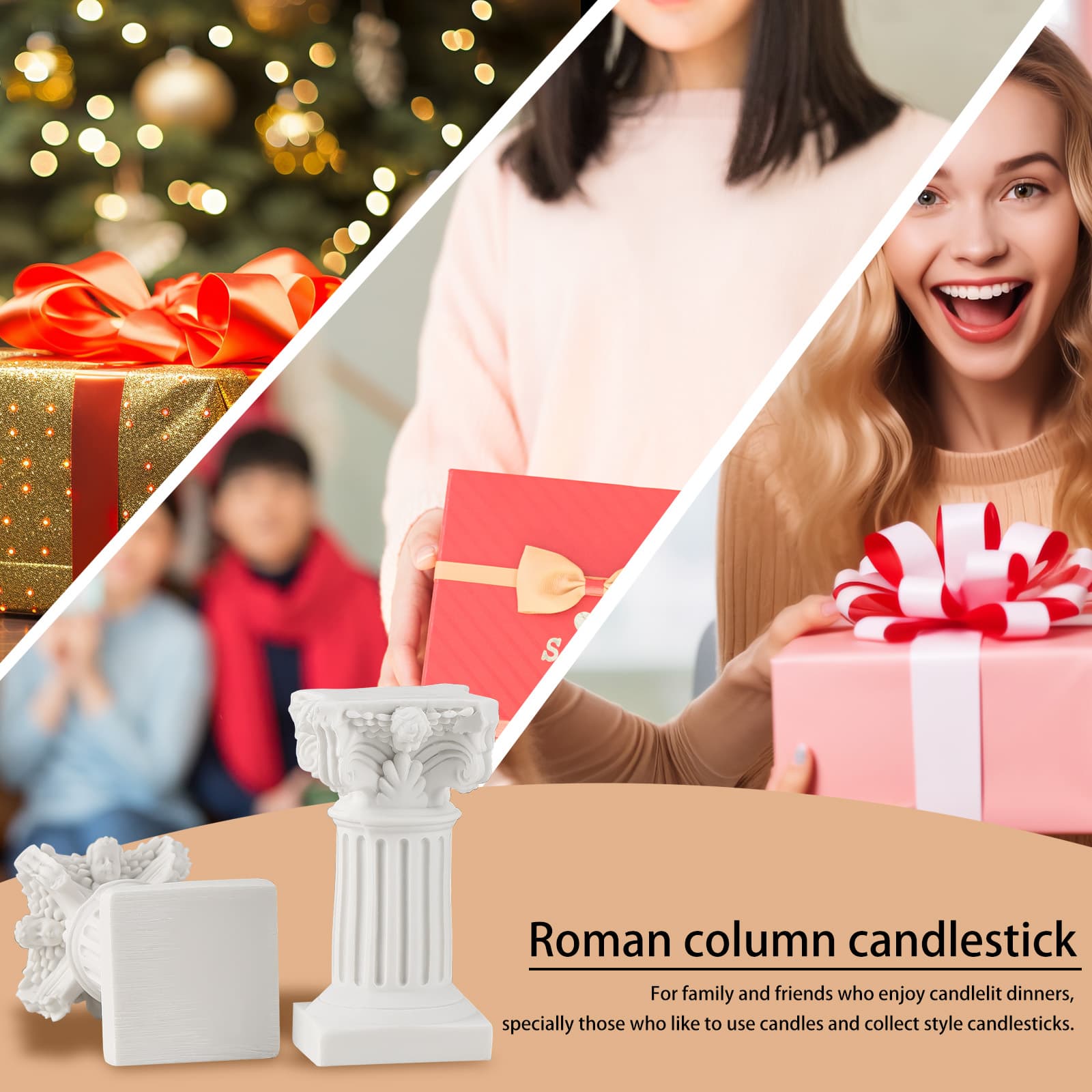 CAIRIAC Roman Pillar Statues Home Candle Holder, Small Pillar Candle Holders Set of 2, Mini Greek Column Pillar Resin Candle Stands Decorative Gifts, Candleholder Centerpieces for Tables (White) - 5