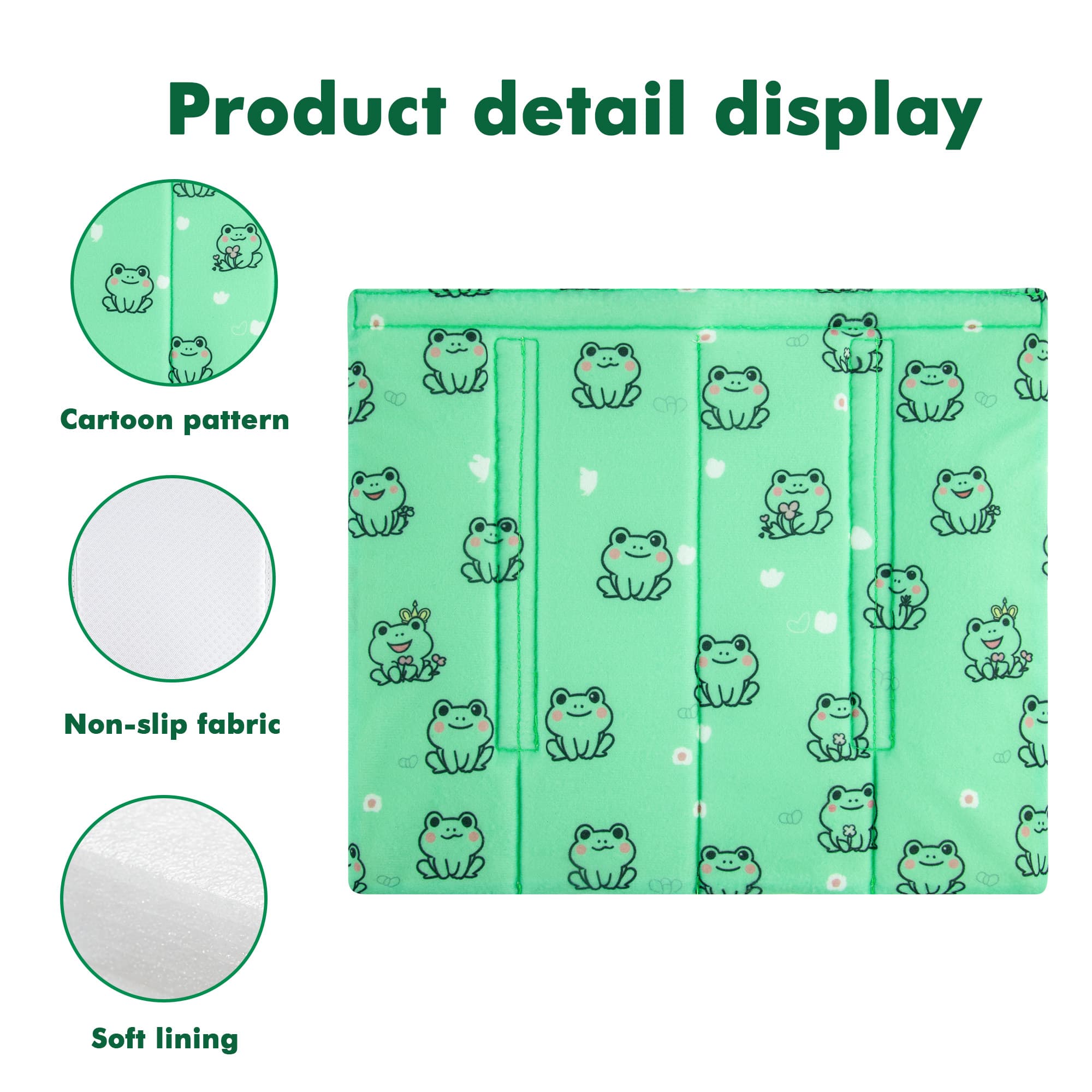 4Pcs Bunk Bed Ladder Pads, 30 x 25cm Bunk Ladder Cover with 8 Adjustable Straps, Comfortable Step Pads for Loft Bed, Suitable for Safe and Comfortable Climbing, Green Frog - 3