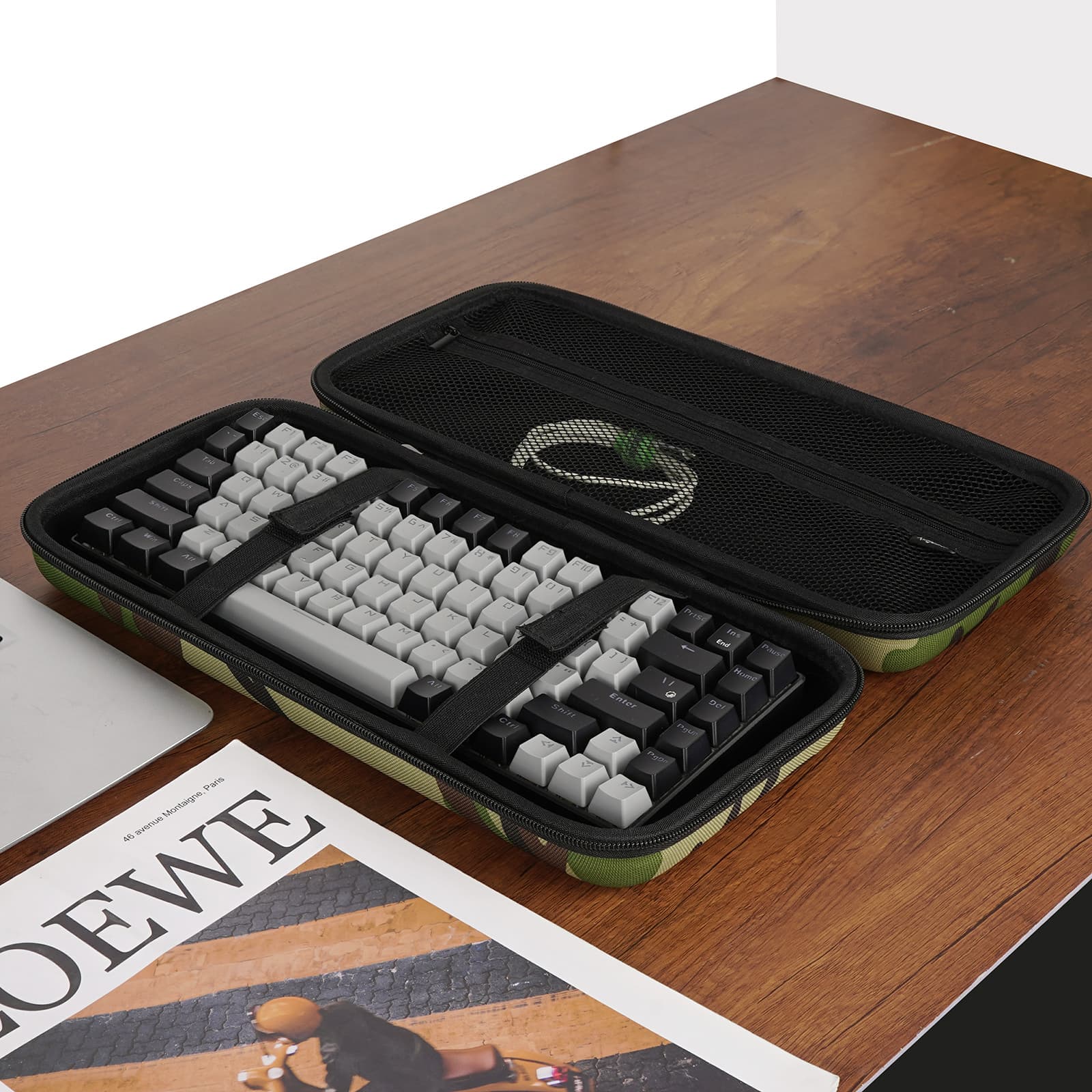 Kingshion Hard Shell Travel Bag, 75% Keyboard Case Compatible with Keychron K2,Melgeek,Logitech POP Keys Mechanical,MX Mechanical Mini Wireless Keyboard,84 Key Wireless Portable Keyboard - Camouflage - 2