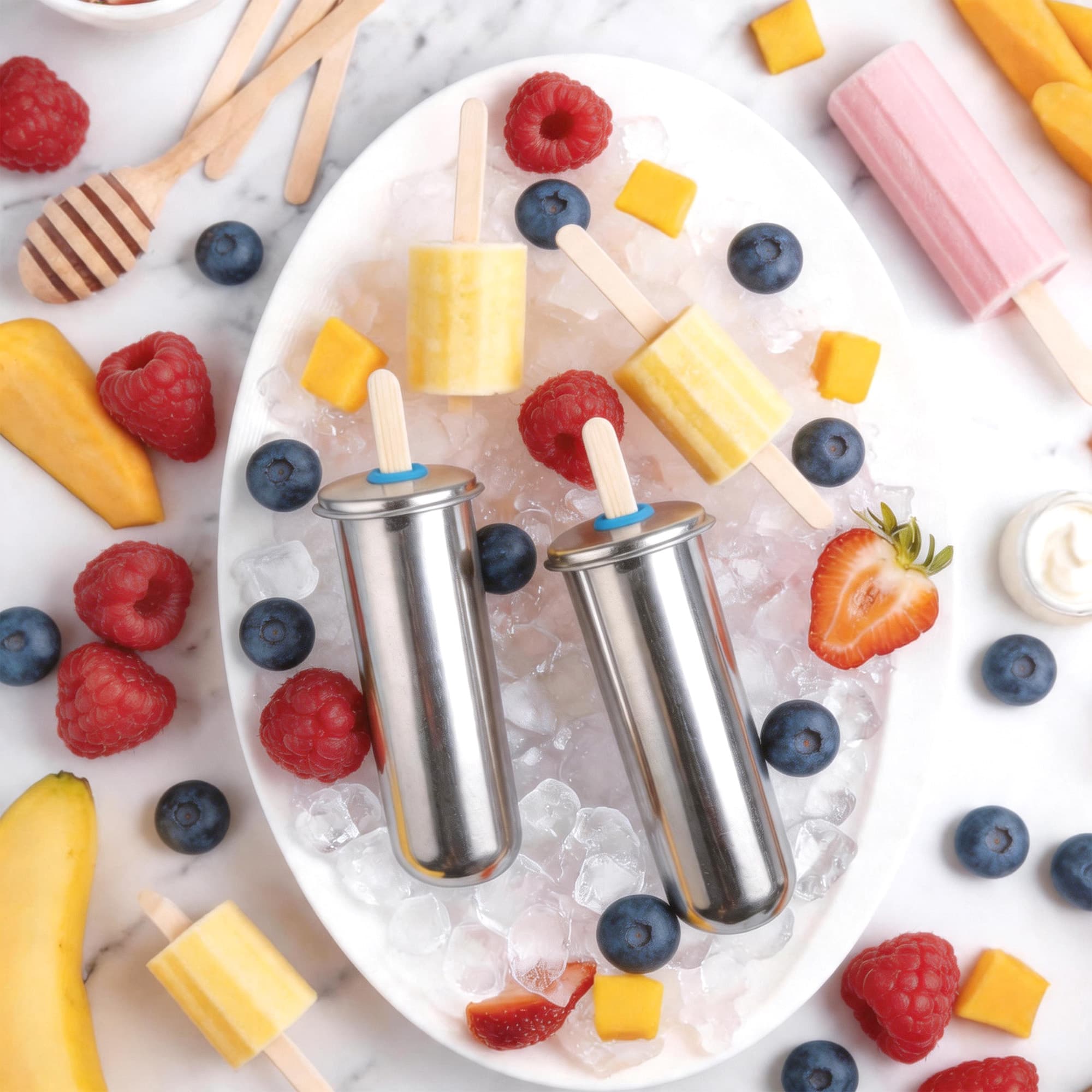 ReignSword 304 Stainless Steel Popsicle Molds, Set of 6 Reusable Ice Pop Molds with Holder, Complete Kit with Sticks & Bags, Homemade Ice Cream Maker for Freezer - 3