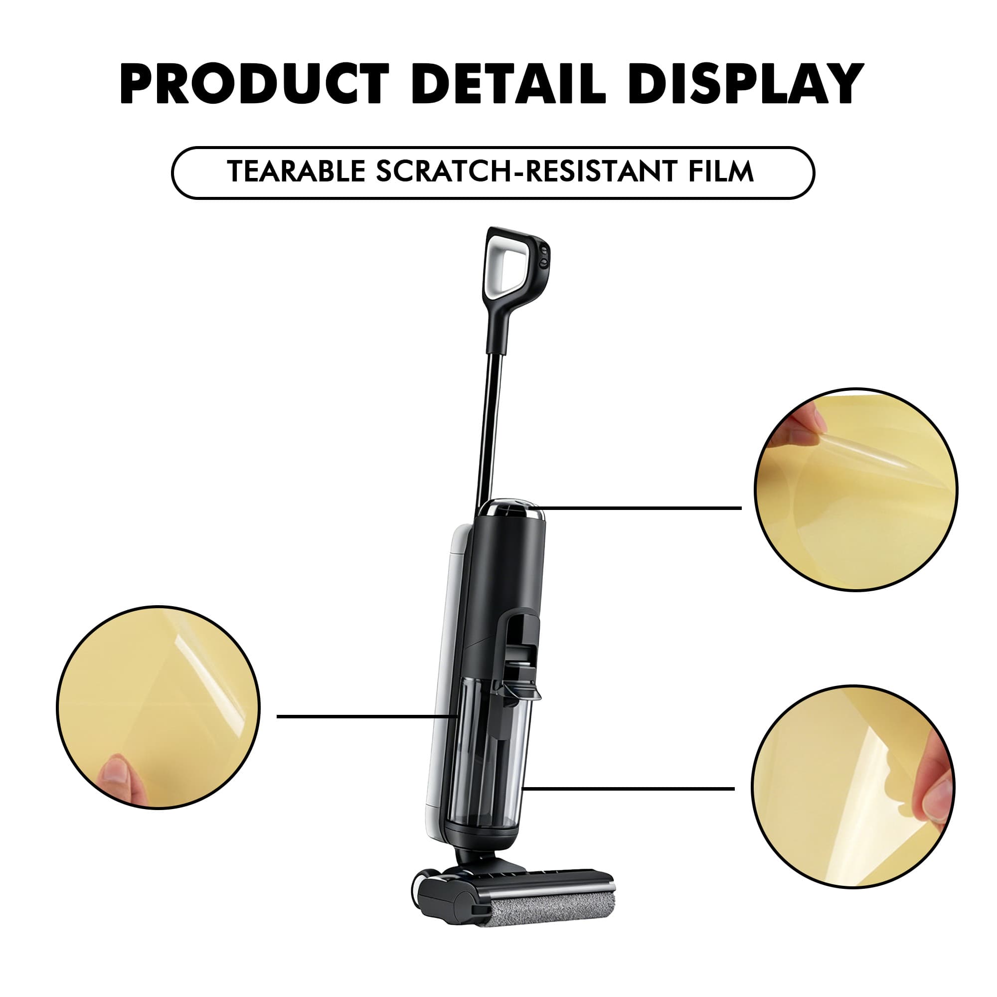 Scratch Protector Set, Protective Film for Control Panel, Clean Water Tank & Dirty Water Tank, Anti-Scratch Clear Skin Compatible with Tineco FLOOR ONE S5 Wet Dry Vacuum Cleaner - 4
