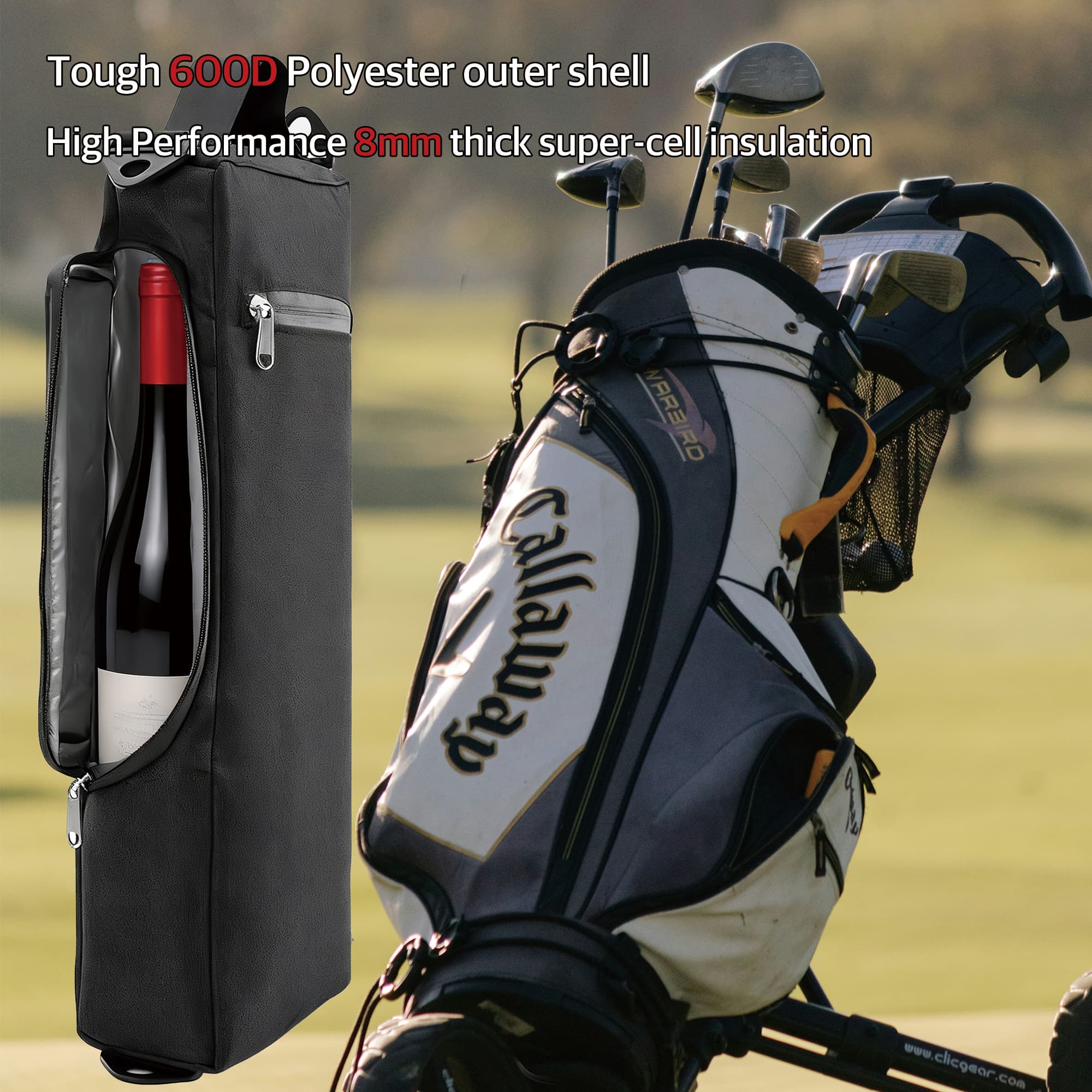 RidingRush Golf Bag Cooler Sleeve for 6 Cans – Slim Insulated Drink Cooler for Golf Bag, Portable Shoulder Beer Cooler, Discreet Beverage Carrier for Golf, Camping & Outdoor Rounds - 2