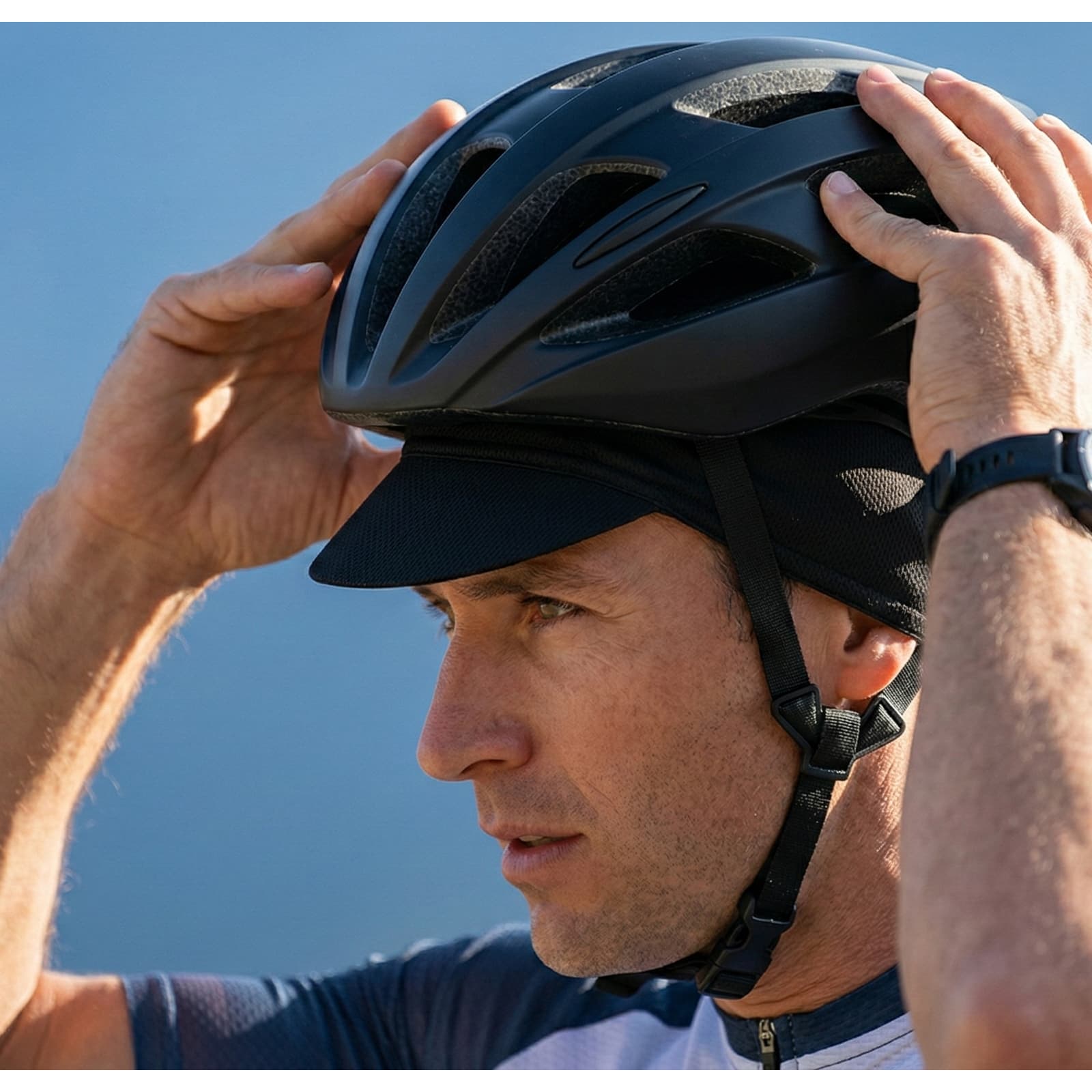 RidingRush Cycling Cap for Men 2 Pack, Breathable Bike Hat Under Helmet, Lightweight Bicycle Caps for Road & MTB Riding, Sun Protection Cycling Hats - 1