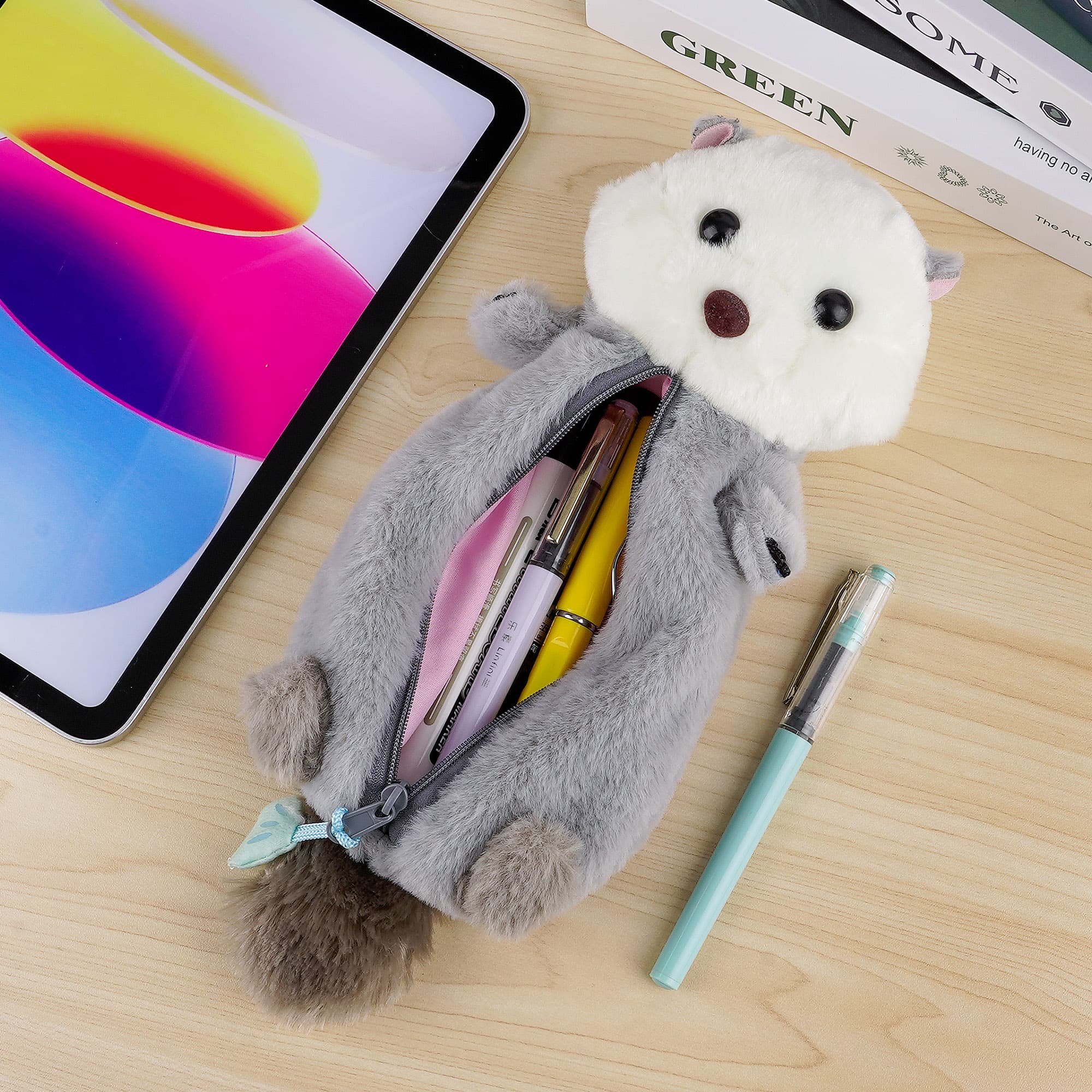 JANKOW Otter Pencil Pouch, Cute Otter Zipper Pencil Pouch, Plush Animal Pencil Case Bag for Office Classroom Supplies - 4