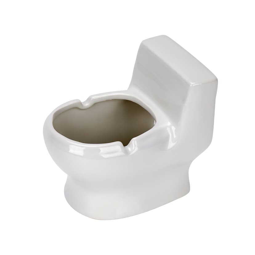 JANKOW Ceramic Toilet Shaped Pen Holder - Funny and Functional Desk Organizer (1 PCS White)
