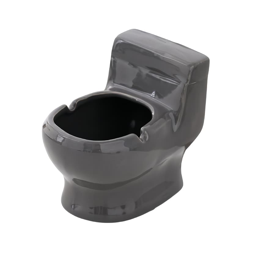 JANKOW Toilet-Shaped Ashtray - Creative and Trendy Decorative Office Ornament for Home and Office (Grey)