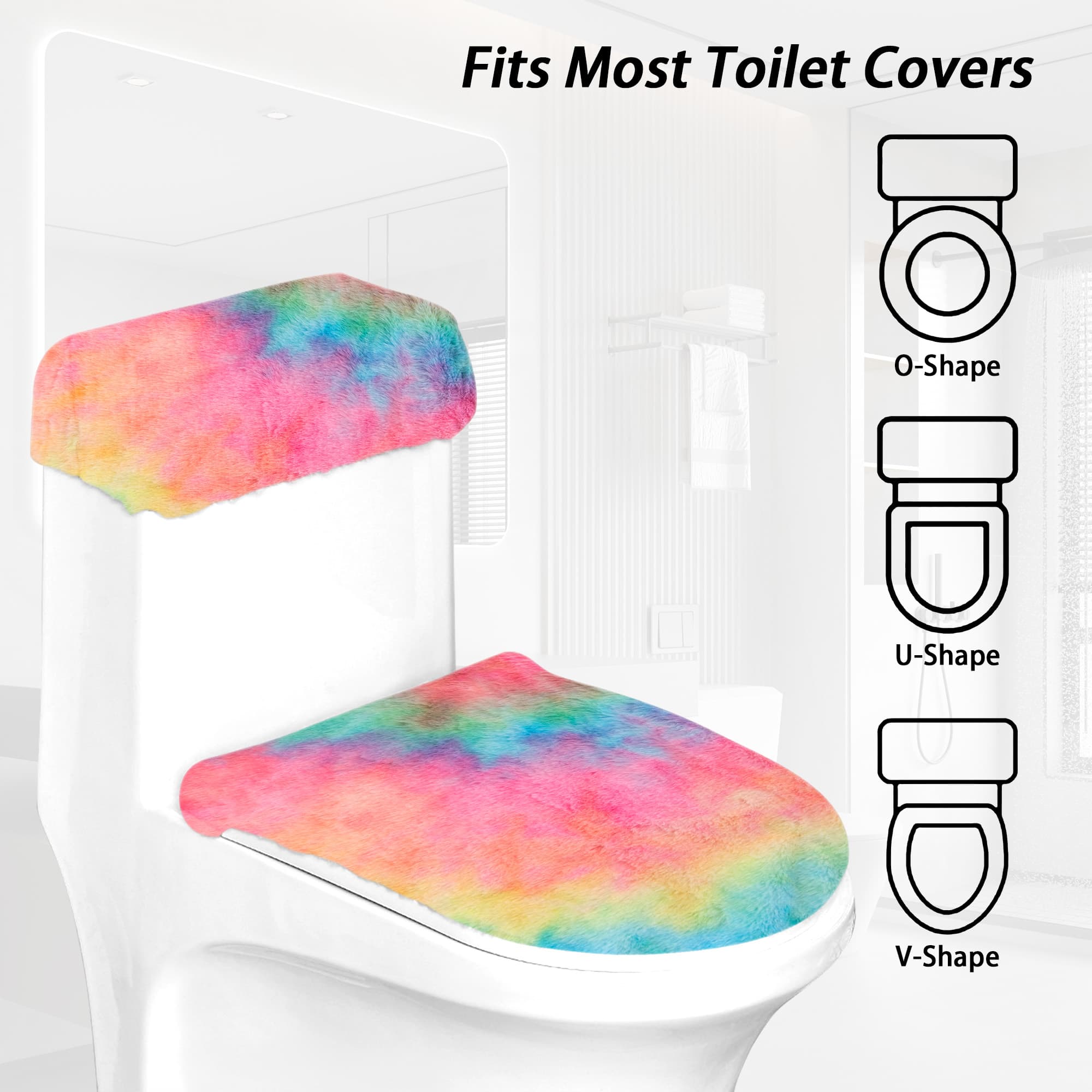 Pastel Blue Toilet Lid & Tank Cover Set - 2-Piece Plush Microfiber Dust-Proof Protectors, Machine Washable Bathroom Accessories with Elastic Fit & Quick-Dry Fabric - 2