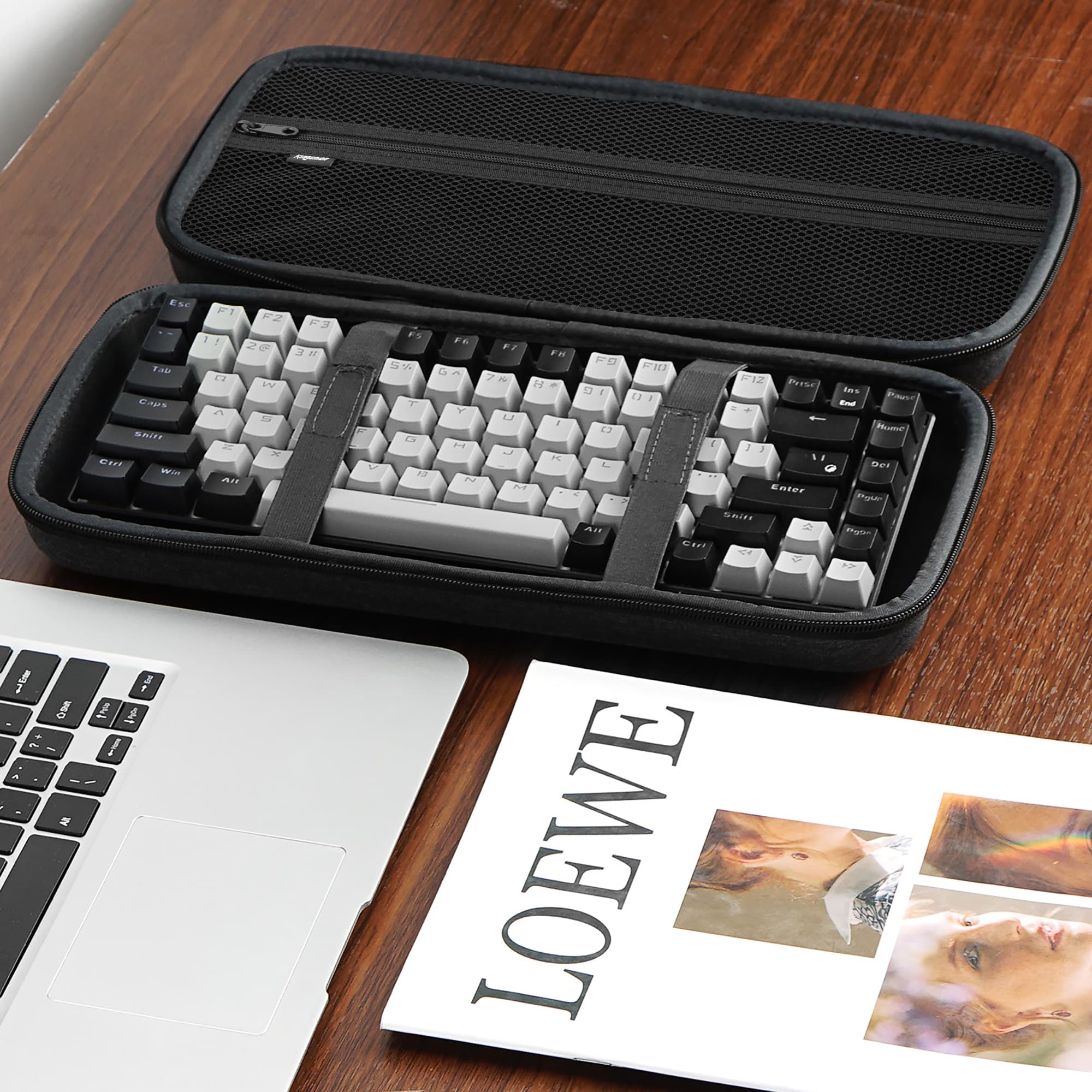 Kingshion Hard 75% Keyboard Case, Hard Travel Storage Case for 84 Key Portable Keyboard, Compatible with Keychron K2, Logitech POP Keys Mechanical Keyboard. (Case Only)-Dark Grey - 4