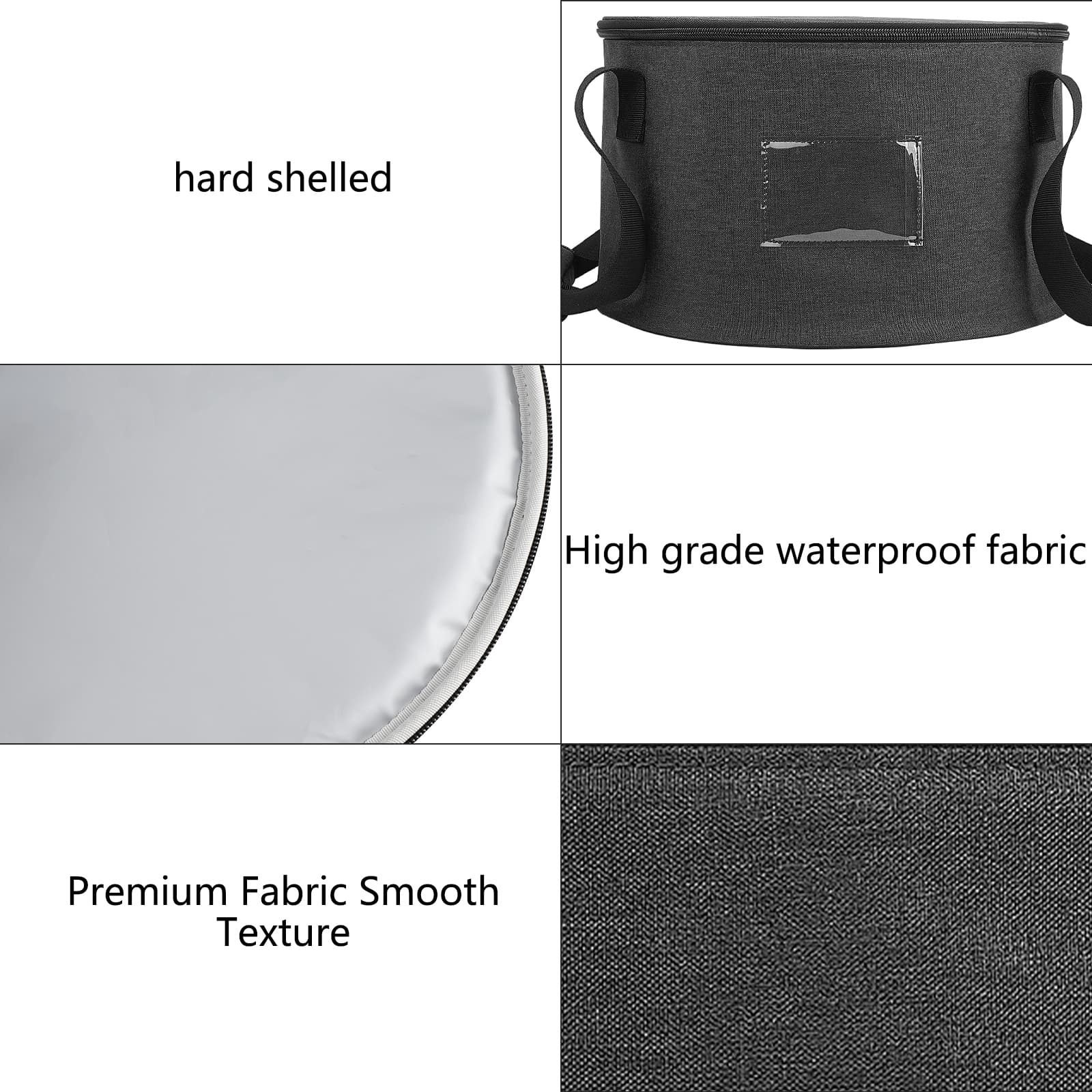 Kingshion 10in Dutch Oven Carry Bag, Dutch Oven Tote Round Casserole Carrier for Camping Picnic and 4 Quart Pre-Seasoned Cast Iron Camp Oven - Dark Grey - 3