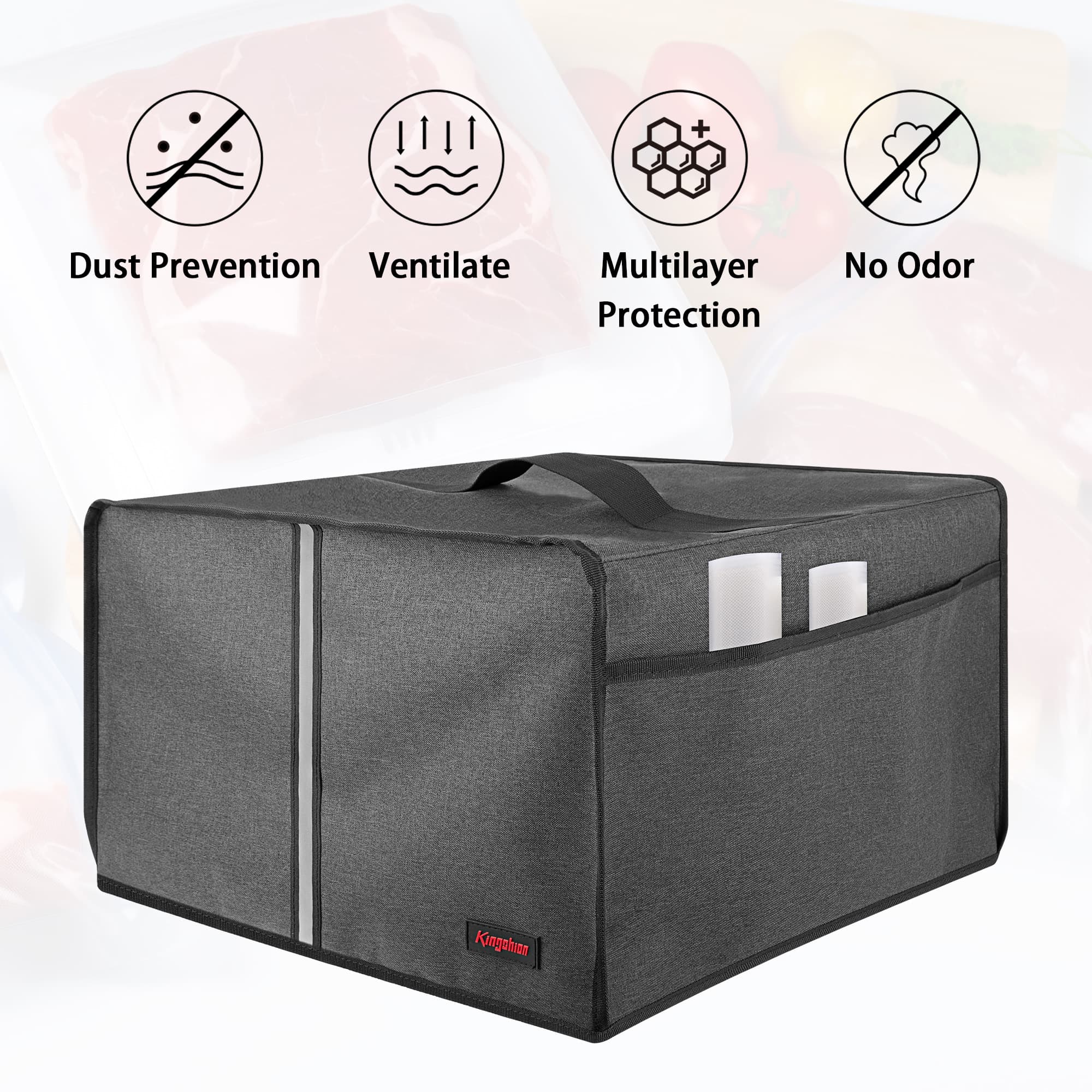 Kingshion Vacuum Sealer Dust Cover with Lateral Pockets Compatible with Avid Armor USV20 Chamber Vacuum Sealer, 14.2 x 12.6 x 8.3 In -Dark Gray - 3