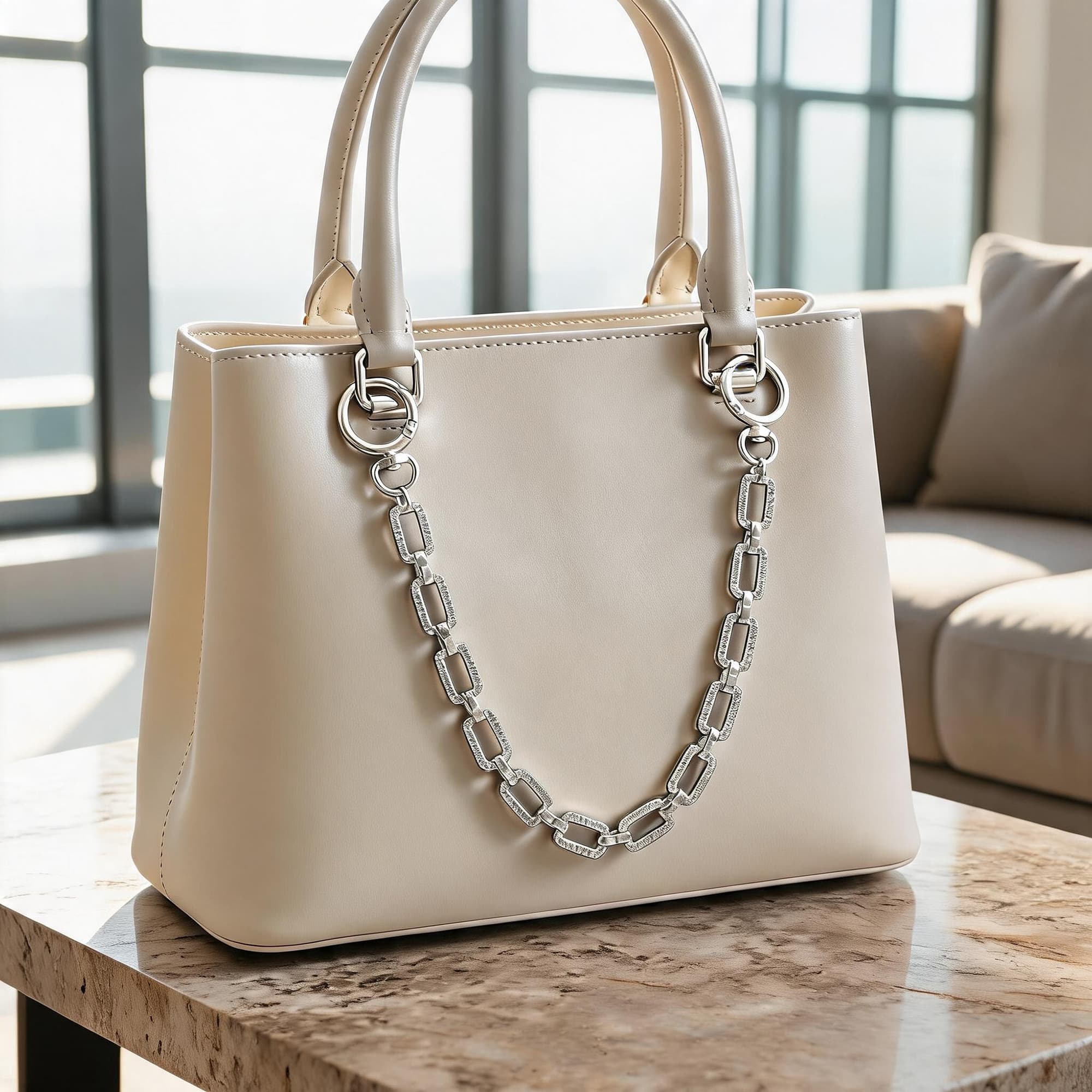 ReignSword Bag Accessory Chain for Women, Brilliant Zircon Square Link Purse Extender, Handbag Decor Strap for Wedding Evening Party (Silver, 12.2 Inch) - 4