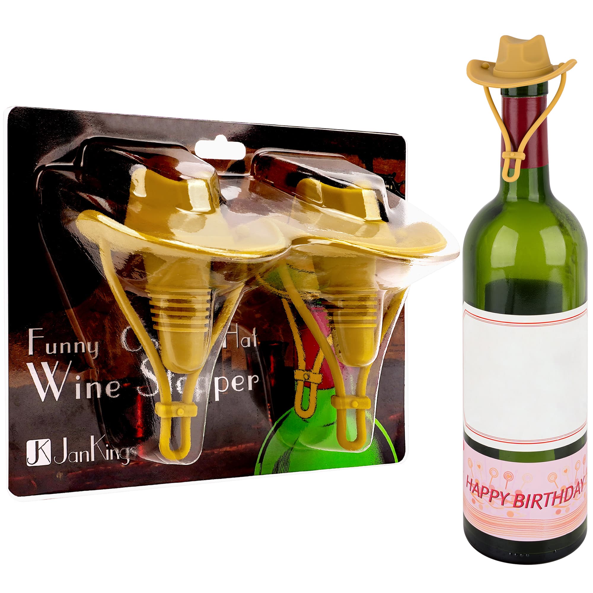 JANKOW Cowboy Hat Silicone Wine Stopper, Funny Hat Shaped Wine Stoppers, Cute Kitchen Gadgets Gifts for Wine Lover - 7