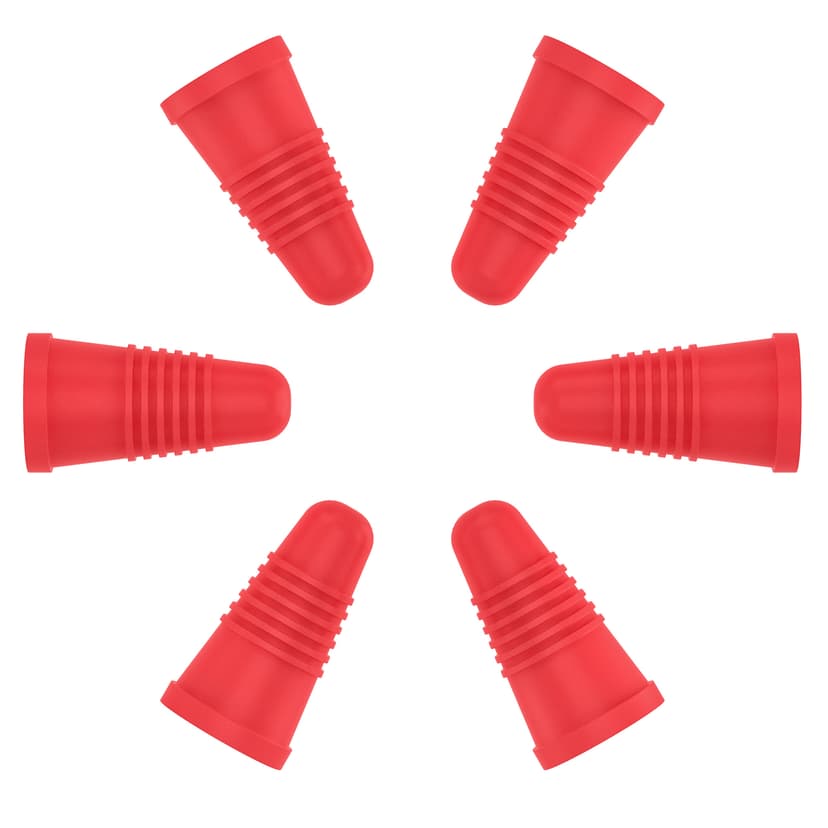 JANKINGS Silicone Wine Stoppers, Red, 6-Pack - Reusable Airtight Bottle Plugs for Wine Bottles, Food-Grade, Leak-Proof, Easy-Grip, Dishwasher Safe