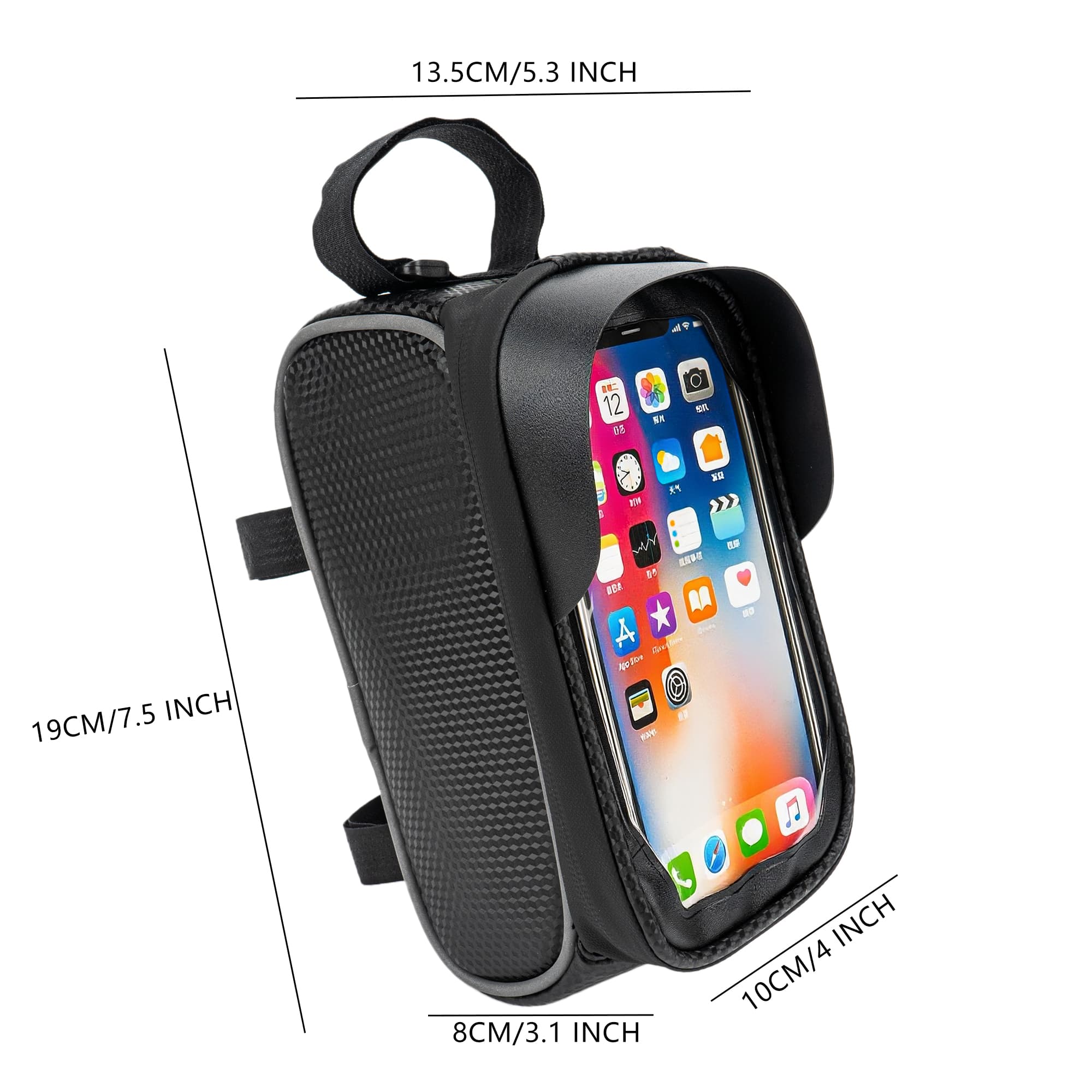 RidingRush Waterproof Bike Phone Bag – Touchscreen Frame Bag for Phones up to 7 Inches, Reflective Strips, Earphone Hole, Ideal for Cyclists - 4