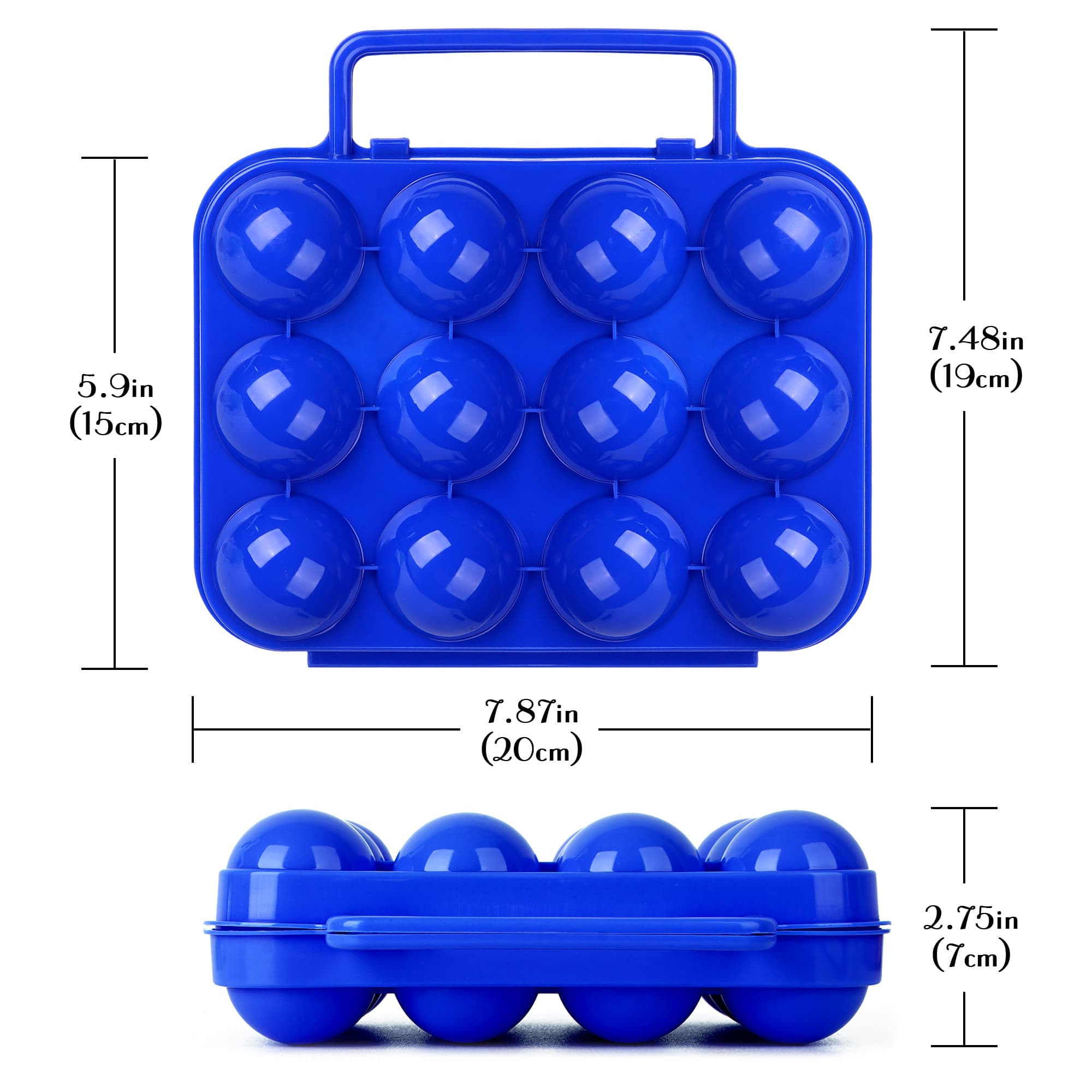 JANKOW 2 PCs Portable Egg  Carrier with Handle, 24 Grids Camping Holder for Eggs, Portable Container for Travel, Outdoor Hiking, Picnic(Green and Blue) Gift: 2 x Flowers - 1
