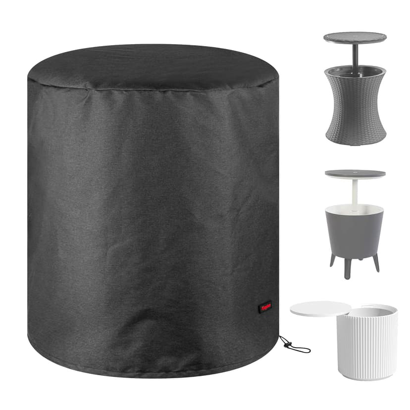 Kingshion Waterproof Outdoor Patio Cooler Bar Table Cover - Compatible with Keter 7.5-Gal Cool Bar Table, Heavy-Duty Round Beer Cooler Cover 24" Diameter X 26" Height, Dark Grey