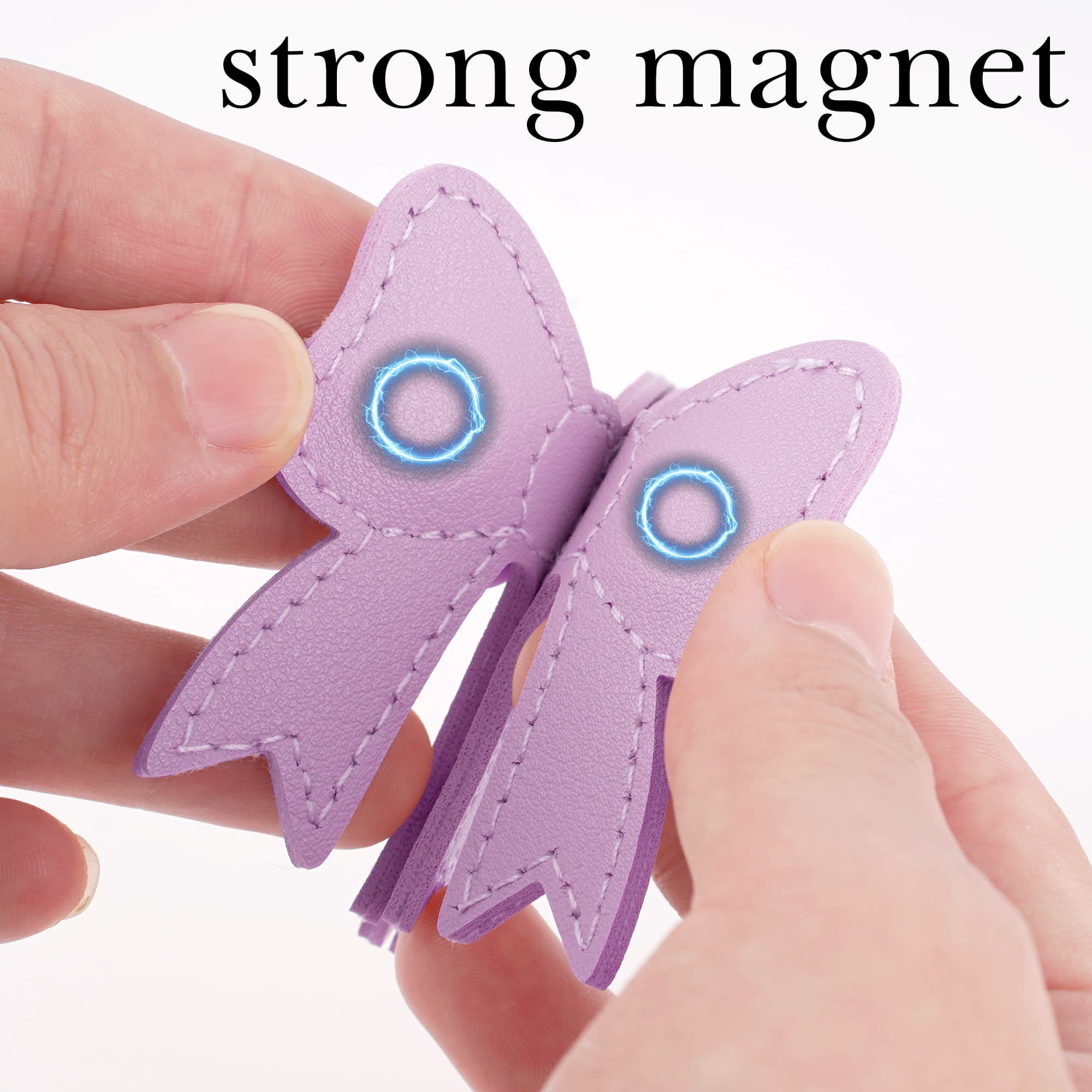 ReignSword Magnetic Leather Bookmarks, Cute Bow Book Markers for Reading, Magnet Bookmark Clips for Women Men Book Lovers Gifts for Birthdays, Christmases, Easter (Purple) - 3