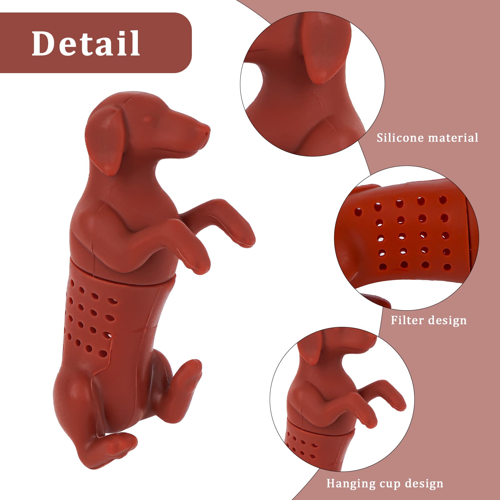 JANKOW HOT DOG Tea Infuser, Silicone Dog Tea Infuser, Tea Infuser for Office, Home, Living Room (Brown) - 2