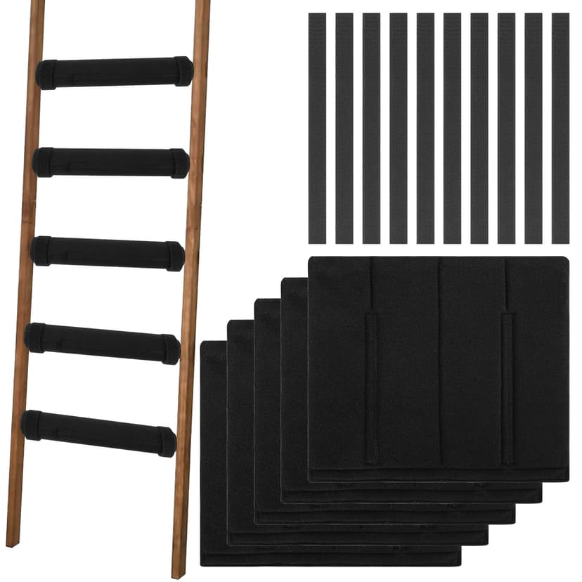 Kingshion 5PCS Bunk Bed Ladder Pads, Bunk Bed Ladder Cover with 10 Adjustable Straps, Comfortable  Step Pads for Loft Bed, Suitable for Safe and Comfortable Climbing,11.5x10 Inch (Ladder Not Included)