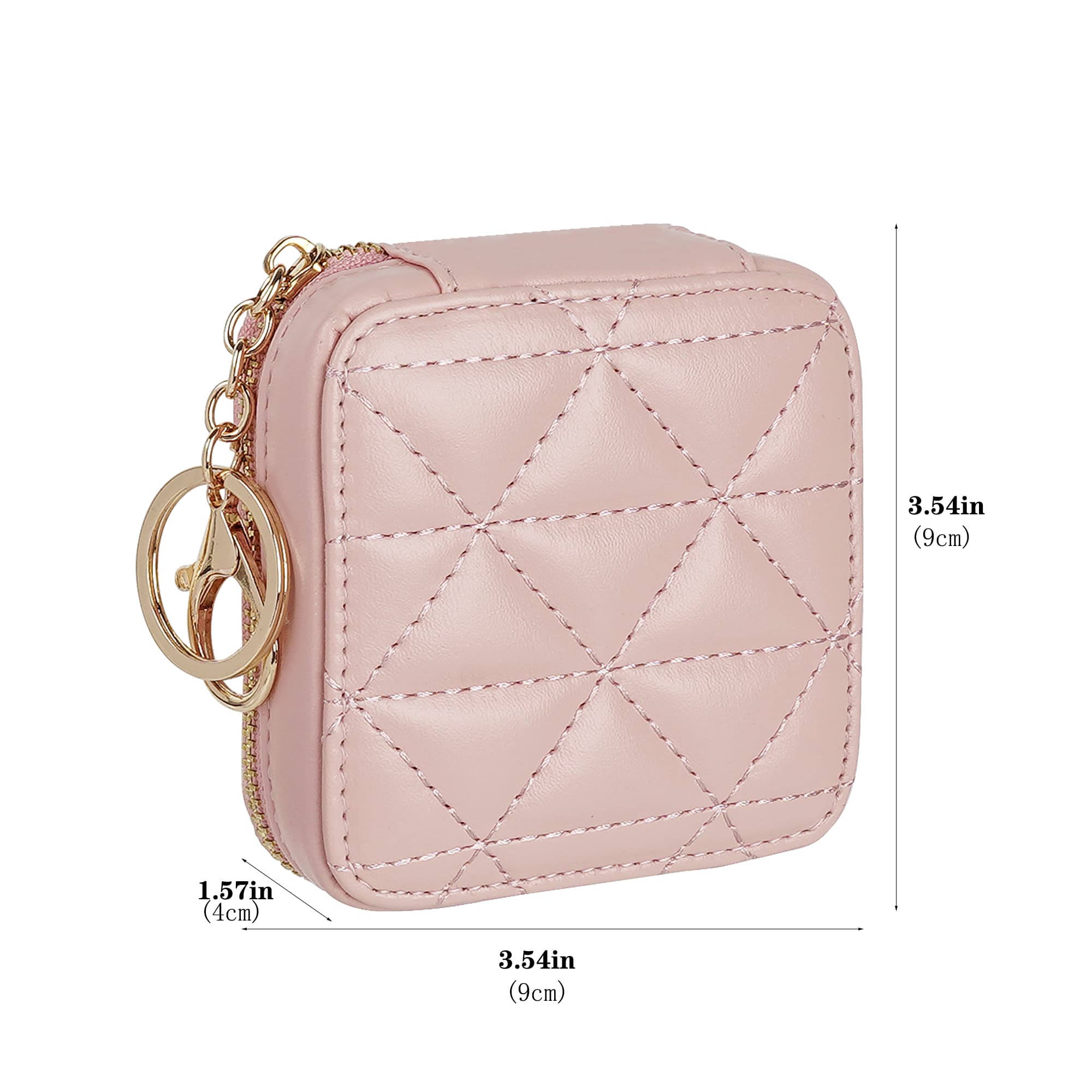 JANKOW Llipstick Holder with Mirror, Leather Lipstick Case with Mirror, Portable Mini Cosmetic Pouch, Suitable Daily Touch-up Cute Lipstick Holder Cosmetic Storage Bag for Women Girls (1Pcs Pink) - 1