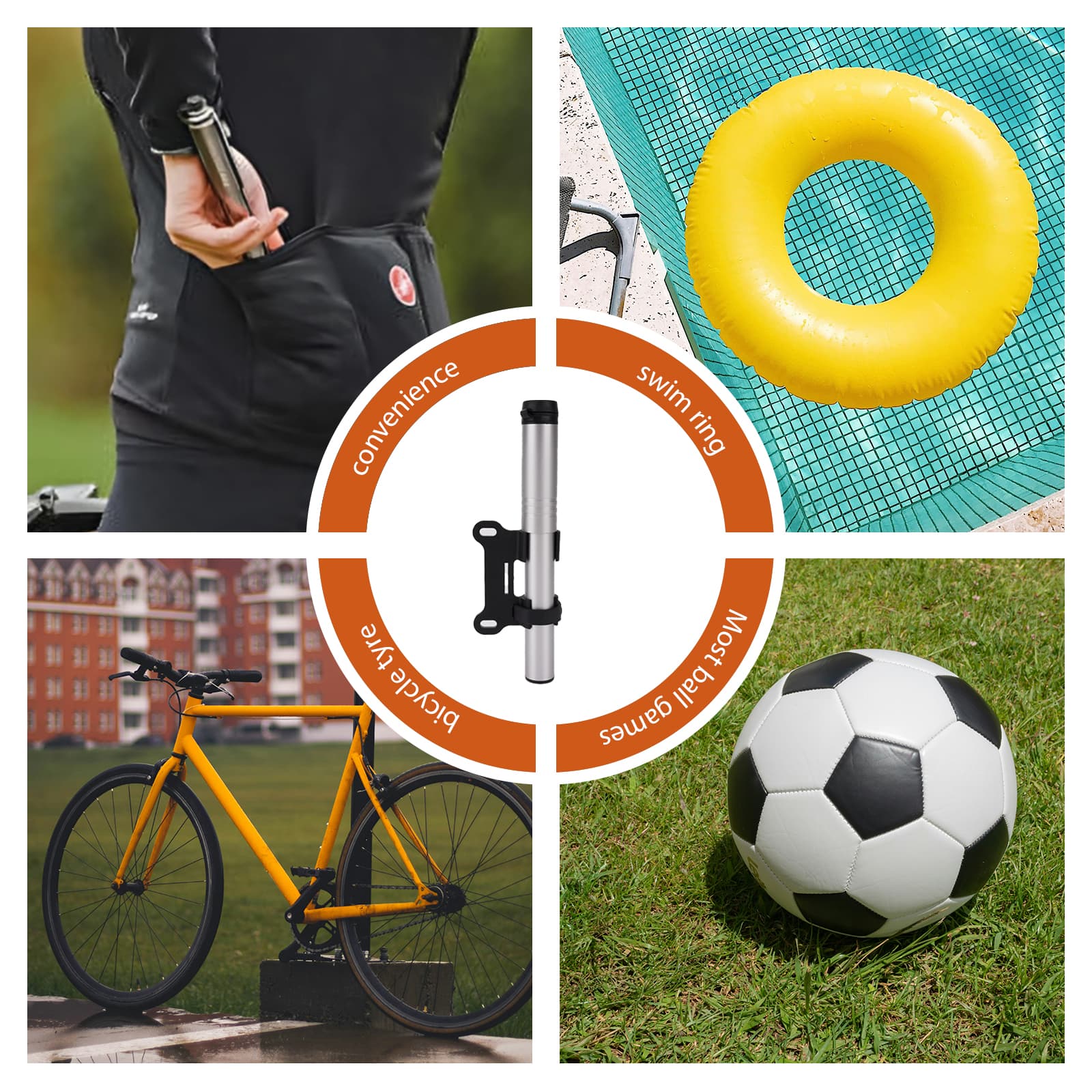 RidingRush Mini Bike Pump – Portable Bicycle Air Pump, Lightweight and Compact, Presta & Schrader Valve Compatible, Great for Road Bikes, Mountain Bikes, and E-Bikes, Easy to Carry and Use - 5