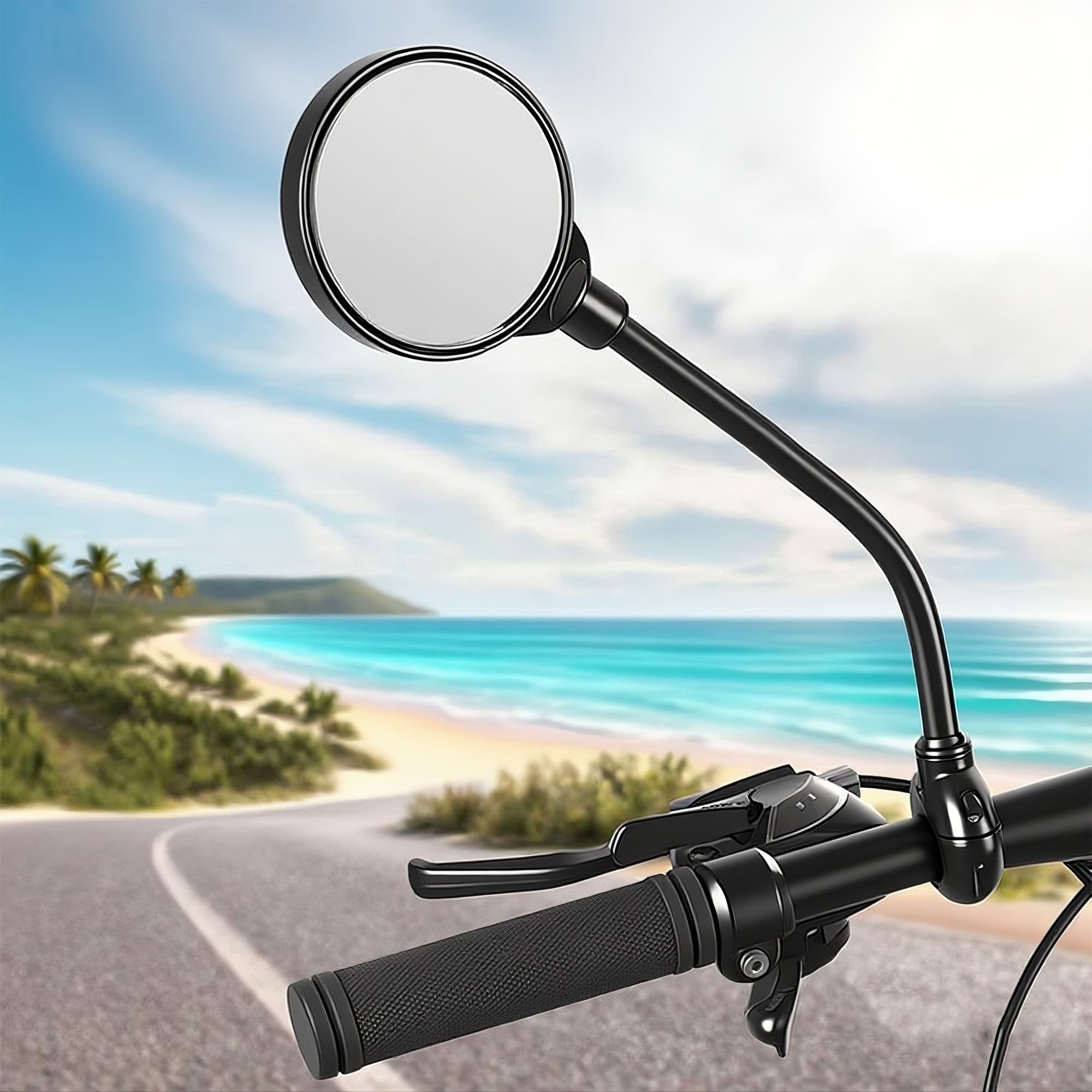 RidingRush Bike Mirrors for Handlebars, Adjustable Bicycle Rear View Mirror Set of 2, Wide Angle Convex Cycling Mirrors for Mountain Road E Bikes & Scooters, Fits 22.2mm Handlebars - 2
