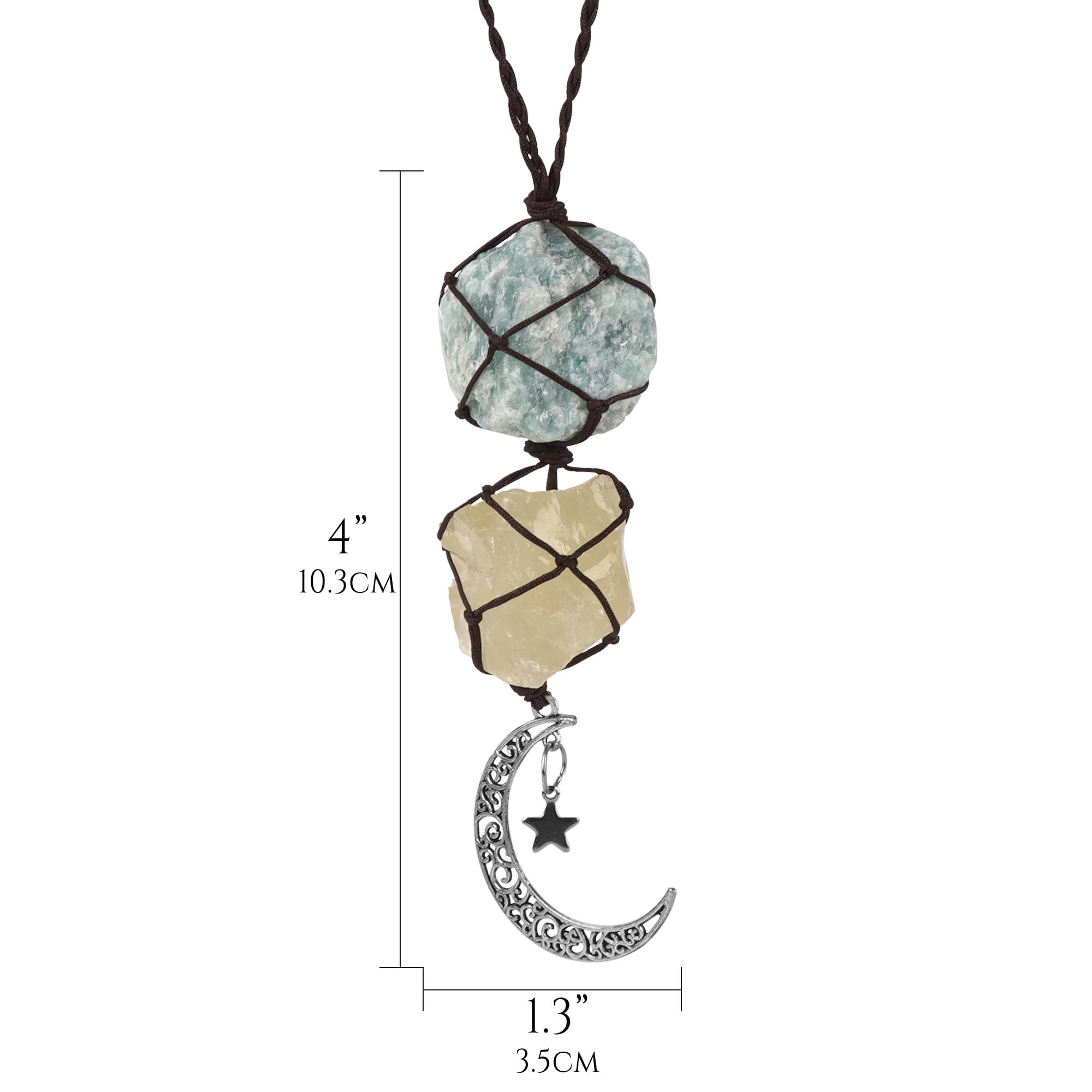 JANKOW Hanging Car Charm, Amazonite and Citrine Rearview Mirror Decorations, Crystal Hanging Accessories for Rear View Car Mirror - 1