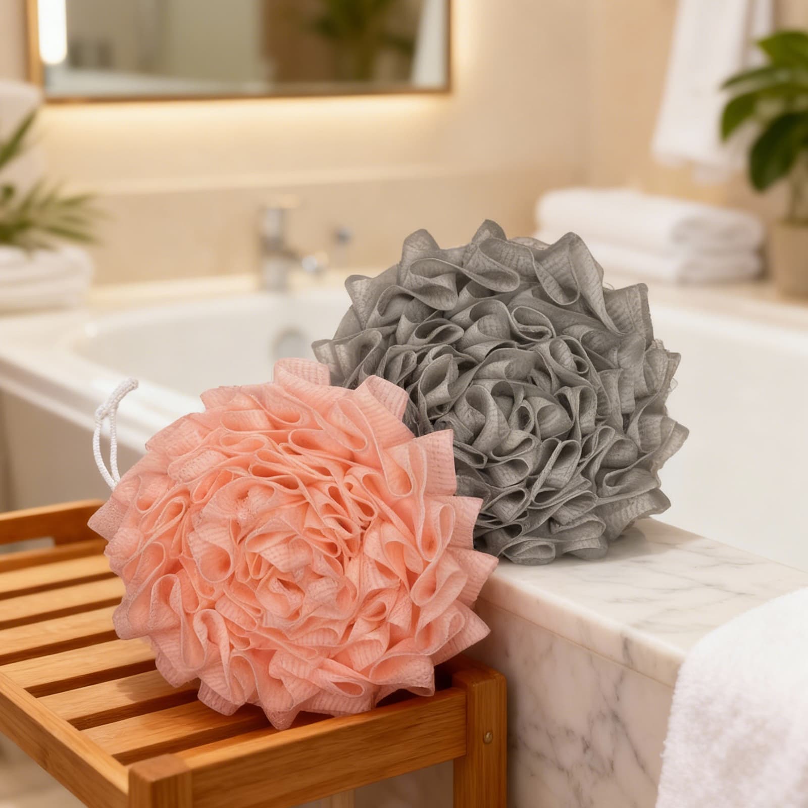ReignSword 4 Pcs Bar Soap Loofah, 2 in 1 Drawstring Loofah Soap Holder, Exfoliation Mesh Shower Sponge for Bar Soap, Cleansing Smooth Skin (Round, 4 Color) - 7