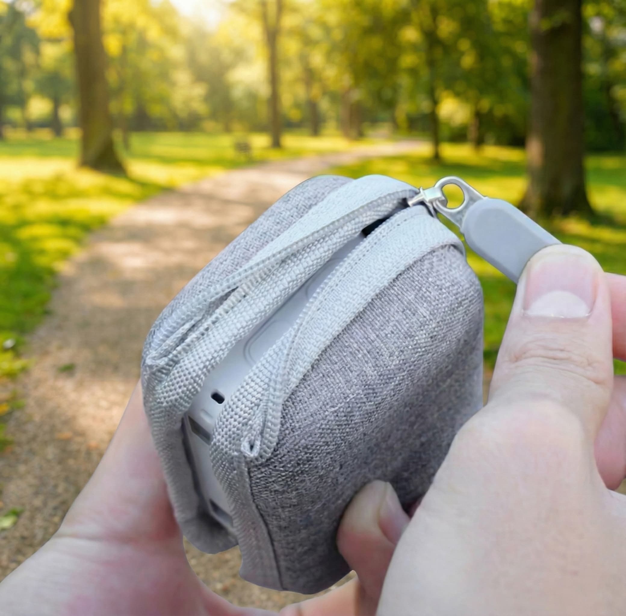 RidingRush 360 GO Ultra Carrying Case for Insta, Compact Semi-Hard Camera Pouch with Zipper & Carabiner for Travel and Outdoor Use, Grey - 4