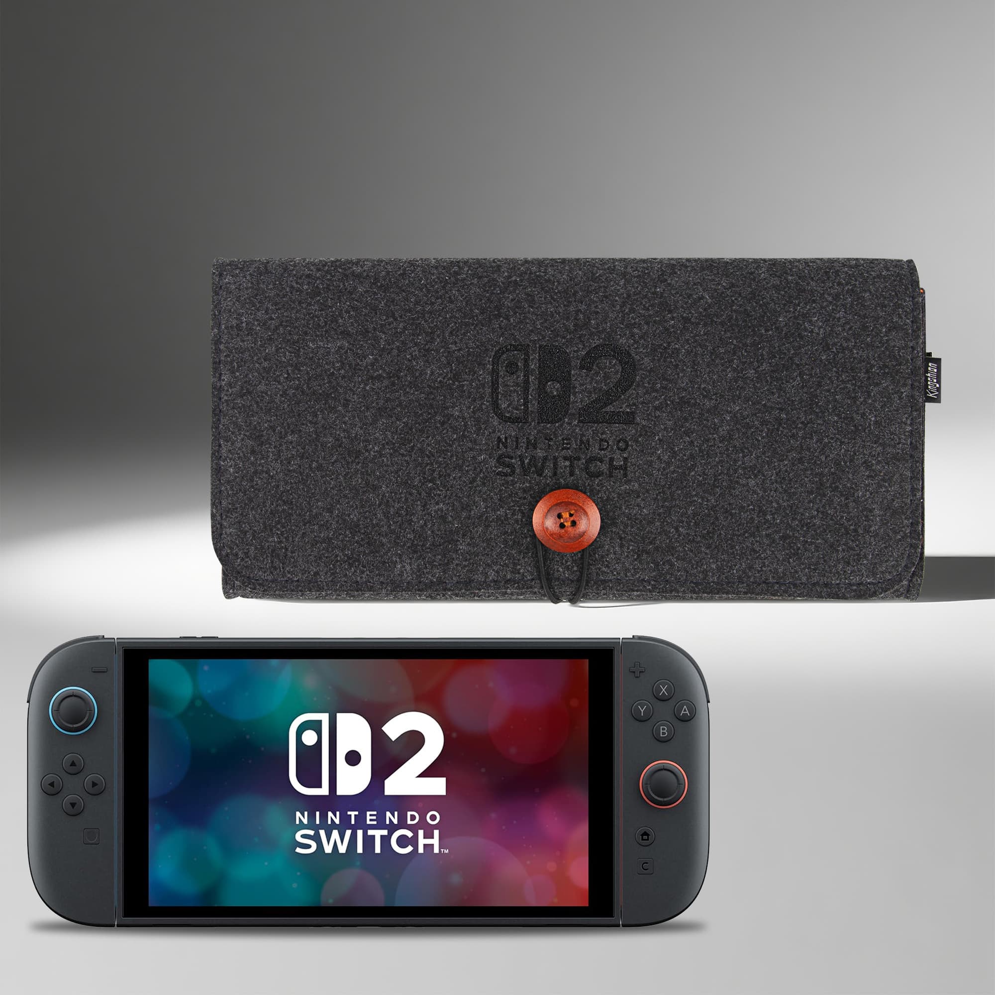 Felt Carrying Bag Compatibility with 2025 Switch 2, Double-mouth Portable Travel Bag Ultra Slim Felt Pouch with 5 Game Cartridges Holders for Switch 2 - Dark grey - 4