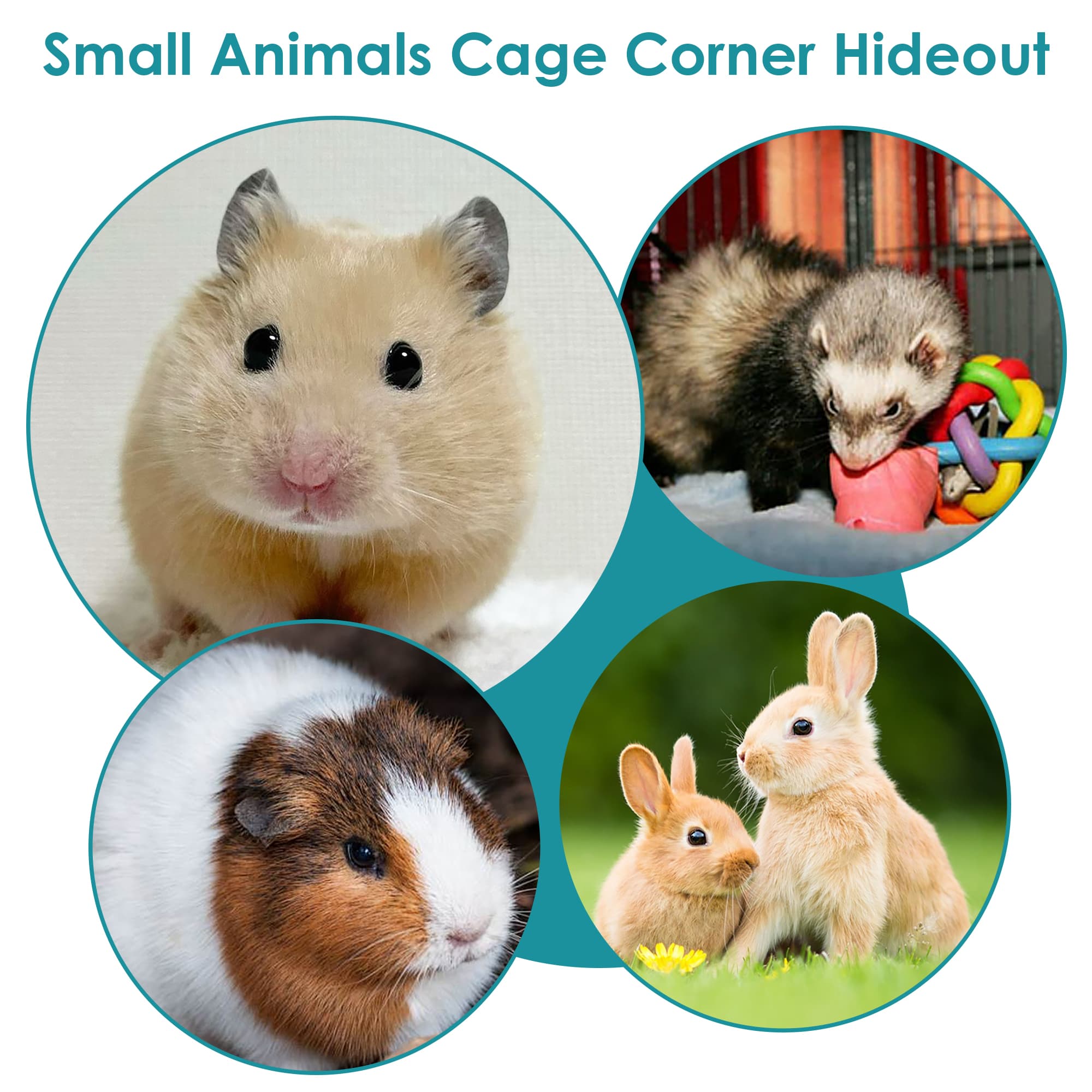 ReignSword Forest Cage Corner Hideout, Pets Corner Hideout for Guinea Pigs, Rabbits, Ferrets, Chinchillas, Gerbils, Hedgehogs (Blue) - 4