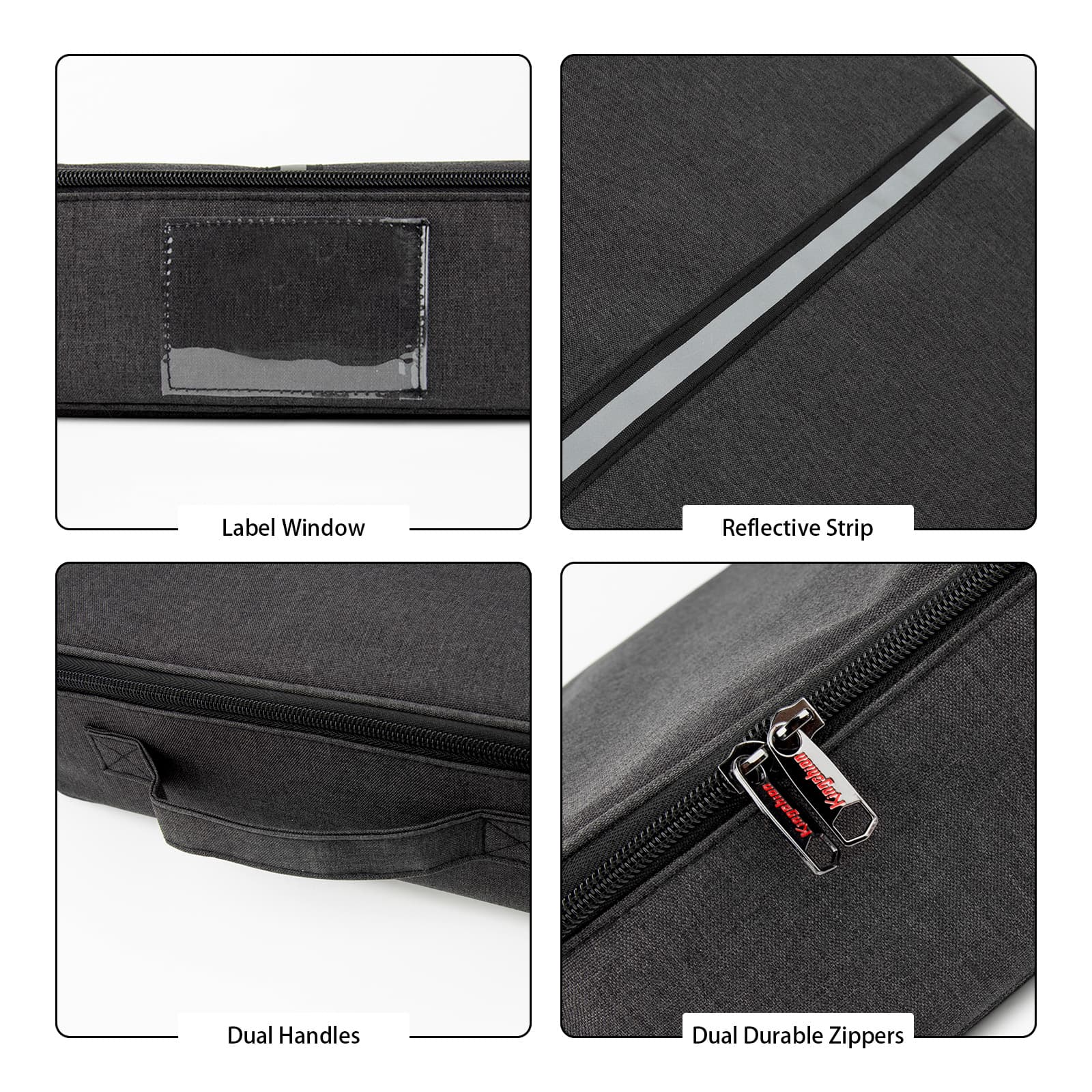 Kingshion Platter Storage Case, Hard Shell, China Storage Container for Moving,Dinnerware Storage Box w/Lid and Handles 18.1x13.8x3.9 in (Dark gray) - 2