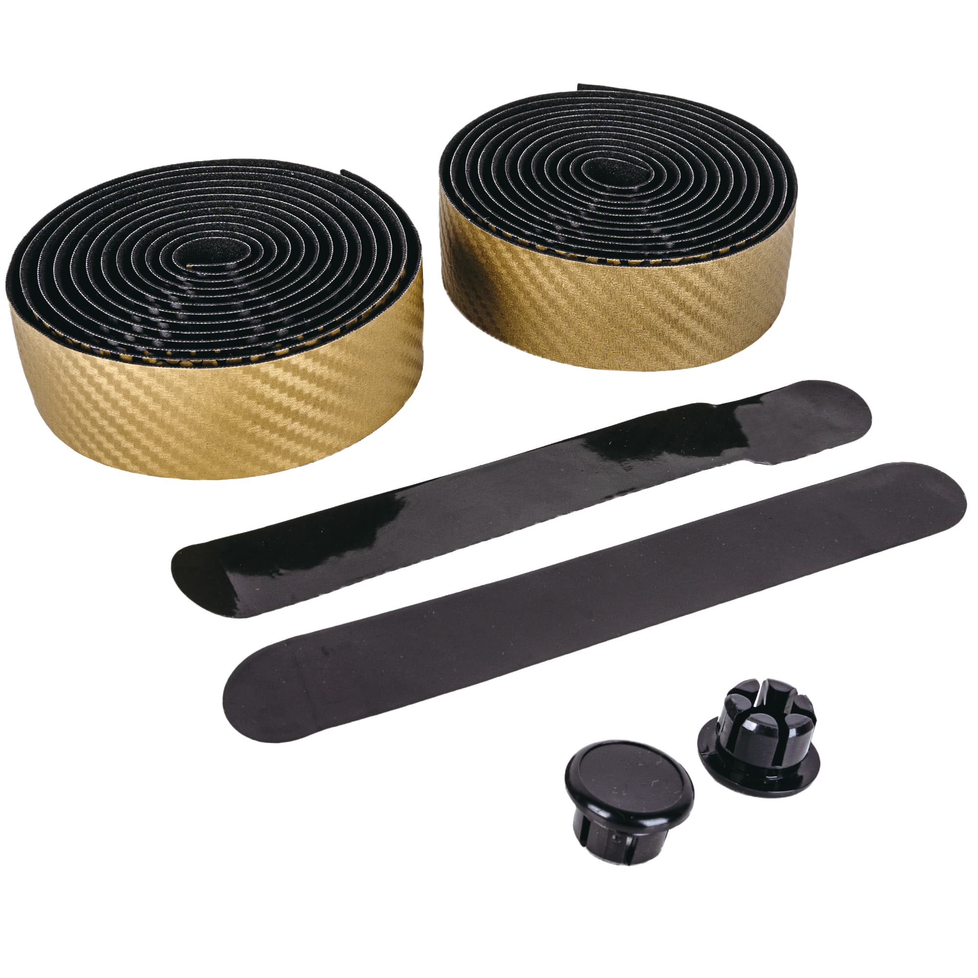 RidingRush Bike Grip Tape Carbon Fiber  (Black & Gold) - PU Leather Non-Slip EVA Handlebar Tape for Road and Gravel Bikes - Lightweight Grip Tape with End Plugs - 6