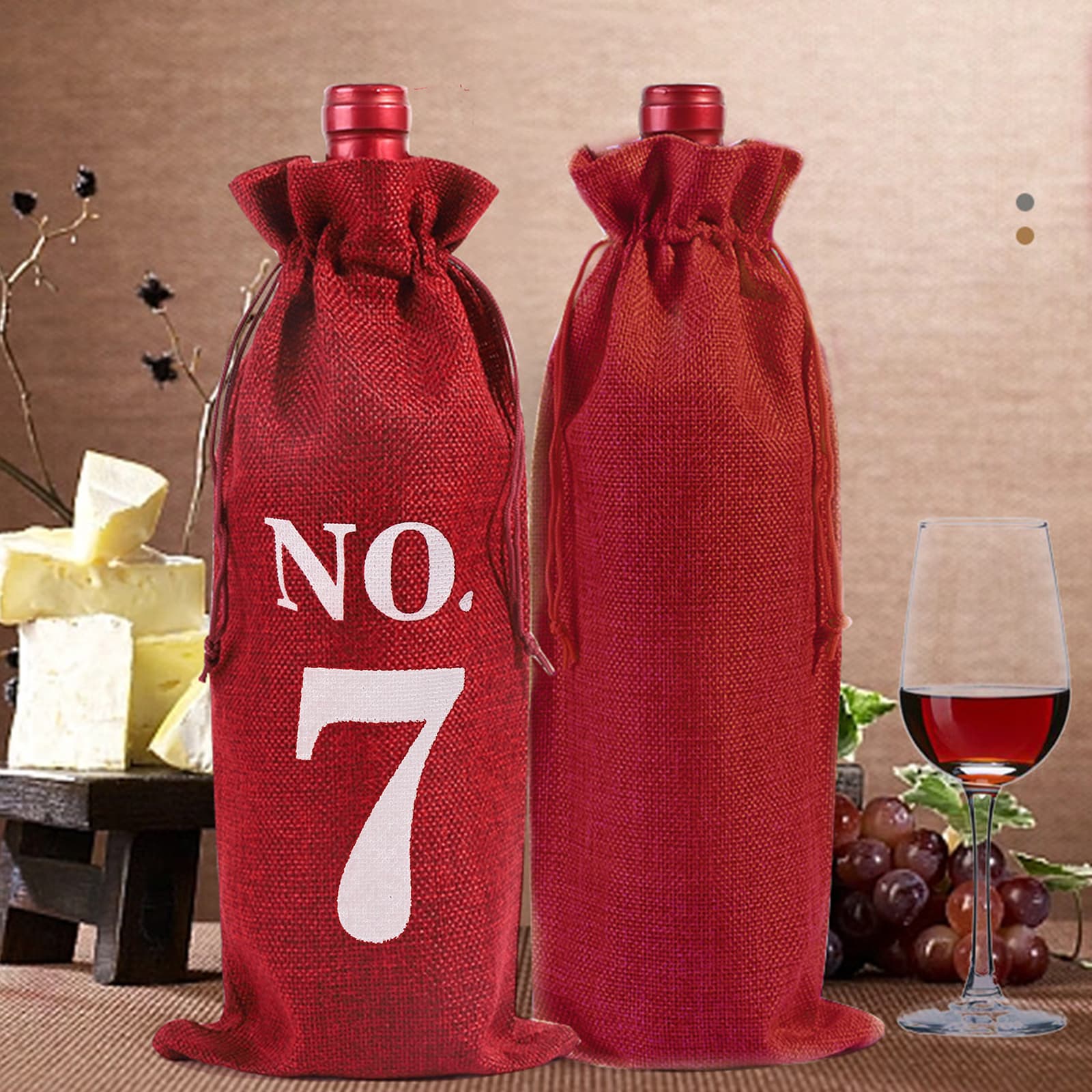 JANKOW 10 Pcs Numbered Burlap Wine Bags, Blind Tasting Wine Bags, Wine Gift Bag with Drawstring - 4