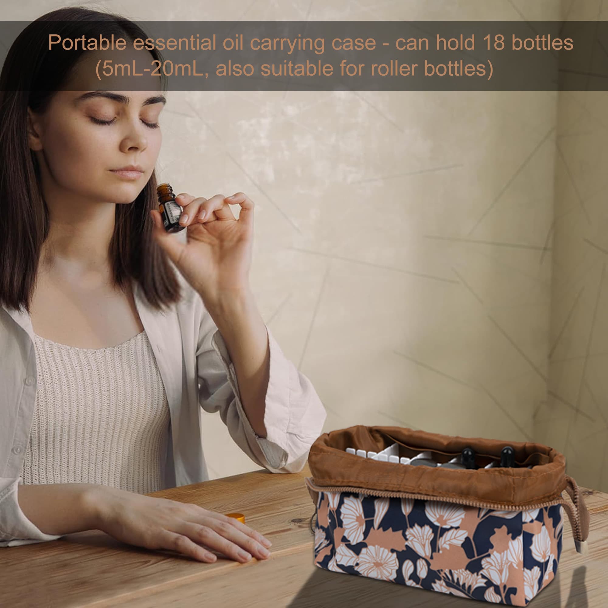 CAIRIAC Essential Oil Carrying Case - Holds 18 Bottles (5mL-20mL, Also Fits for Roller Bottles), Travel Essential Oil Bag for Purse, Portable Organizer for Essential Oils and Accessories - 5