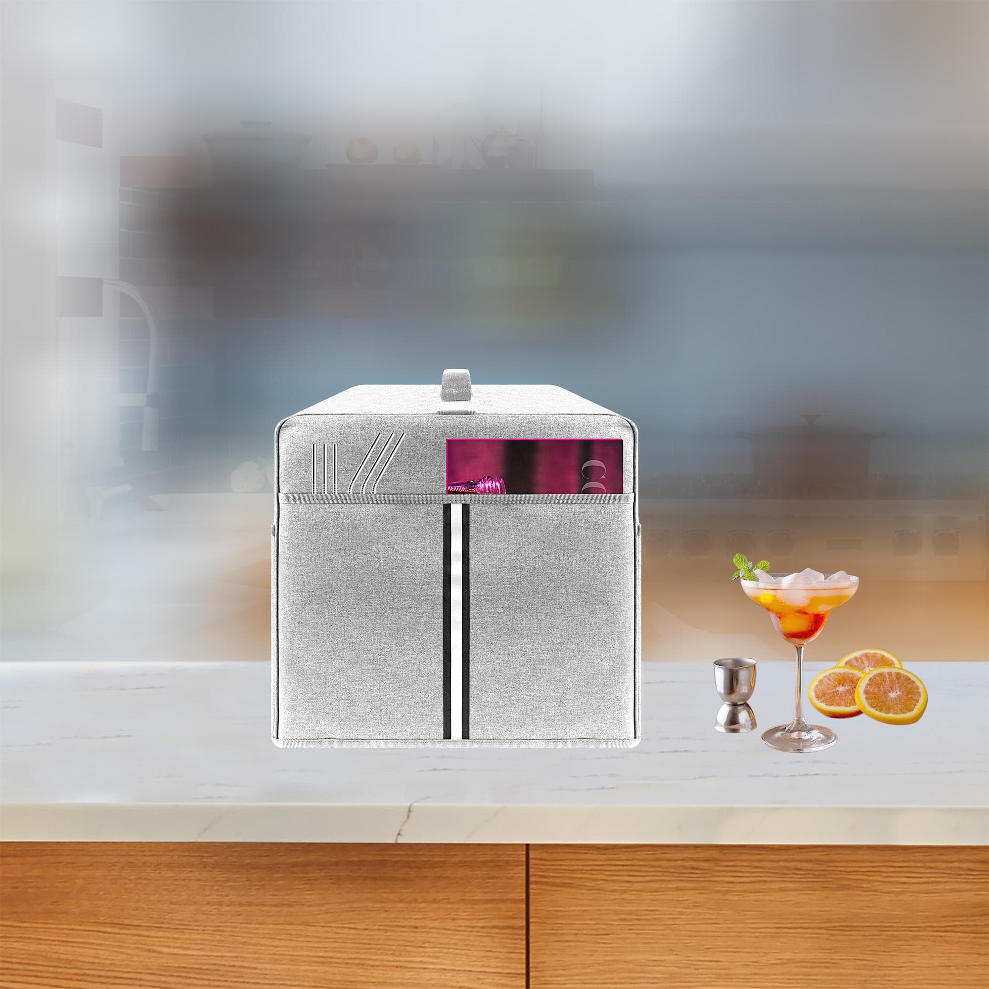 Kingshion Cocktail Machine Protective Cover Compatible with Bartesian Cocktail Machine - Pockets to Store Bartesian Accessories - Bartesian Cocktail Capsules - Light Grey - 5