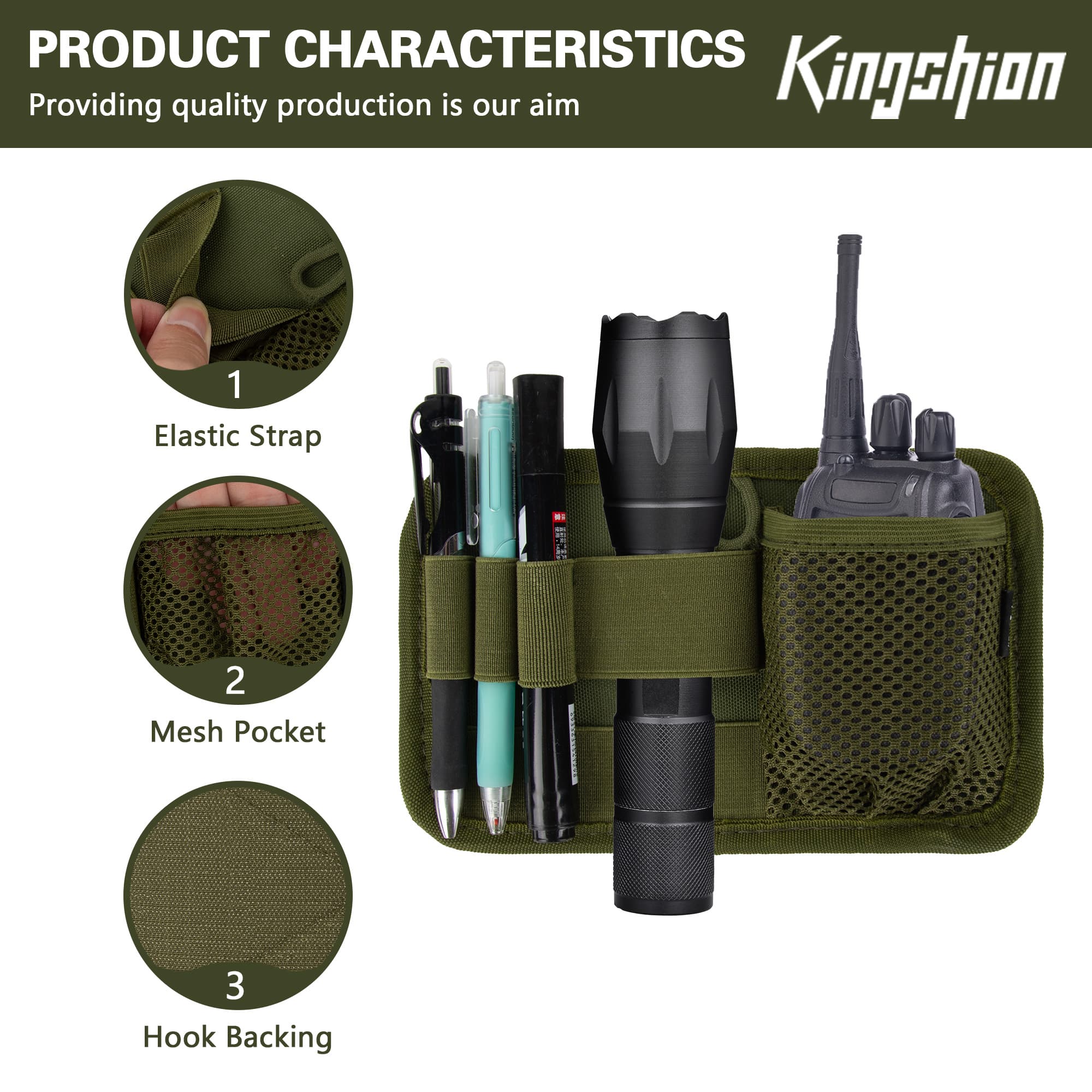 Tactical Bag Insert Modular Organizer Panel - Utility Admin Pouch with Hook & Loop Fasteners, Compatible with Backpacks, Messenger Bags & Packs | Heavy-Duty Pack Insert Organizer-Army green - 2