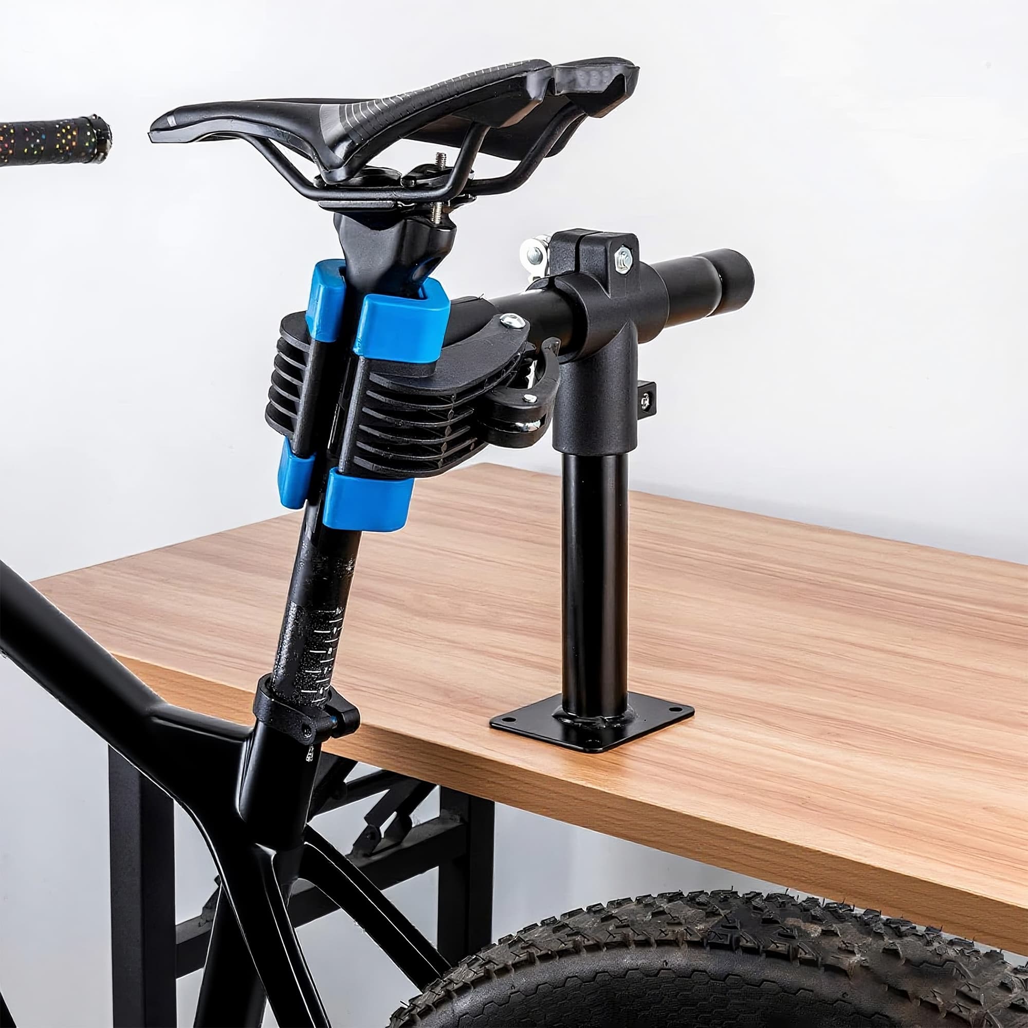 RidingRush Bike Work Stand – Heavy-Duty Floor Mounted Bicycle Repair Rack with Adjustable Clamp – Rotatable Bike Maintenance Stand for Home & Garage Use - 5