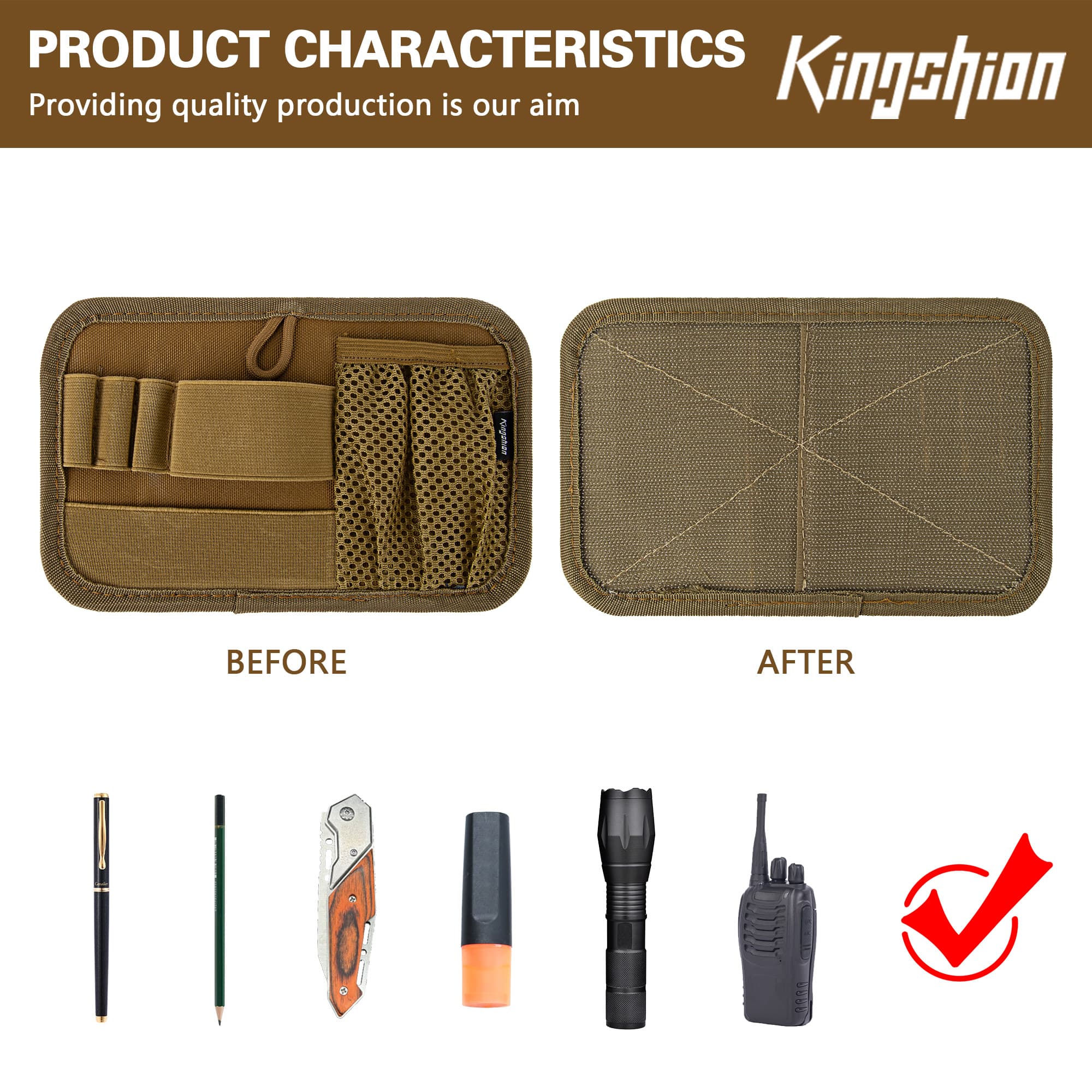Tactical Bag Insert Modular Organizer Panel - Utility Admin Pouch with Hook & Loop Fasteners, Compatible with Backpacks, Messenger Bags & Packs | Heavy-Duty Pack Insert Organizer-Mud Color - 3