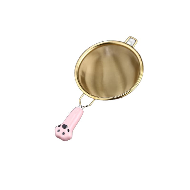 JANKOW 304 Stainless Steel Cat Paw Tea Strainer, Pink Handle Fine Mesh Loose Leaf Tea Infuser, 1-Pack