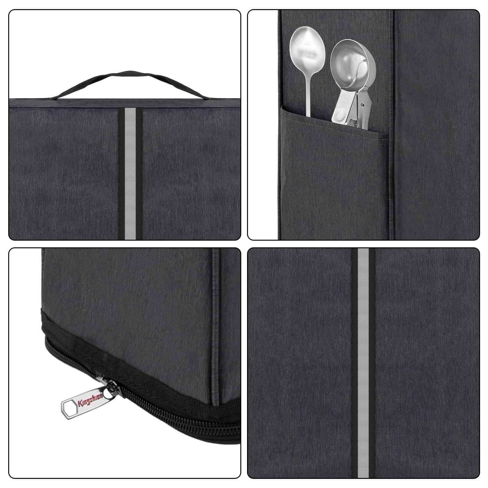 Kingshion Ice Cream Maker Storage Bag Compatible with Ninja Creami Breeze NC201,NC299AMZ,Ninja NC301,Family Picnic, Outdoor Barbecue, Home Cooking(Dark Grey) - 3