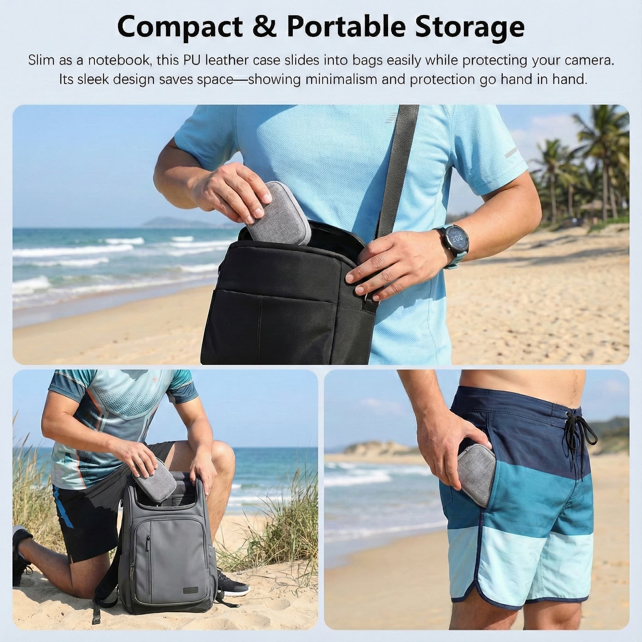 RidingRush Case Compatible with DJI Osmo 360 Compact Camera, EVA Hard Shell Travel Storage Pouch with Soft Lining, Full Zip Carry Bag with Carabiner, Grey - 4