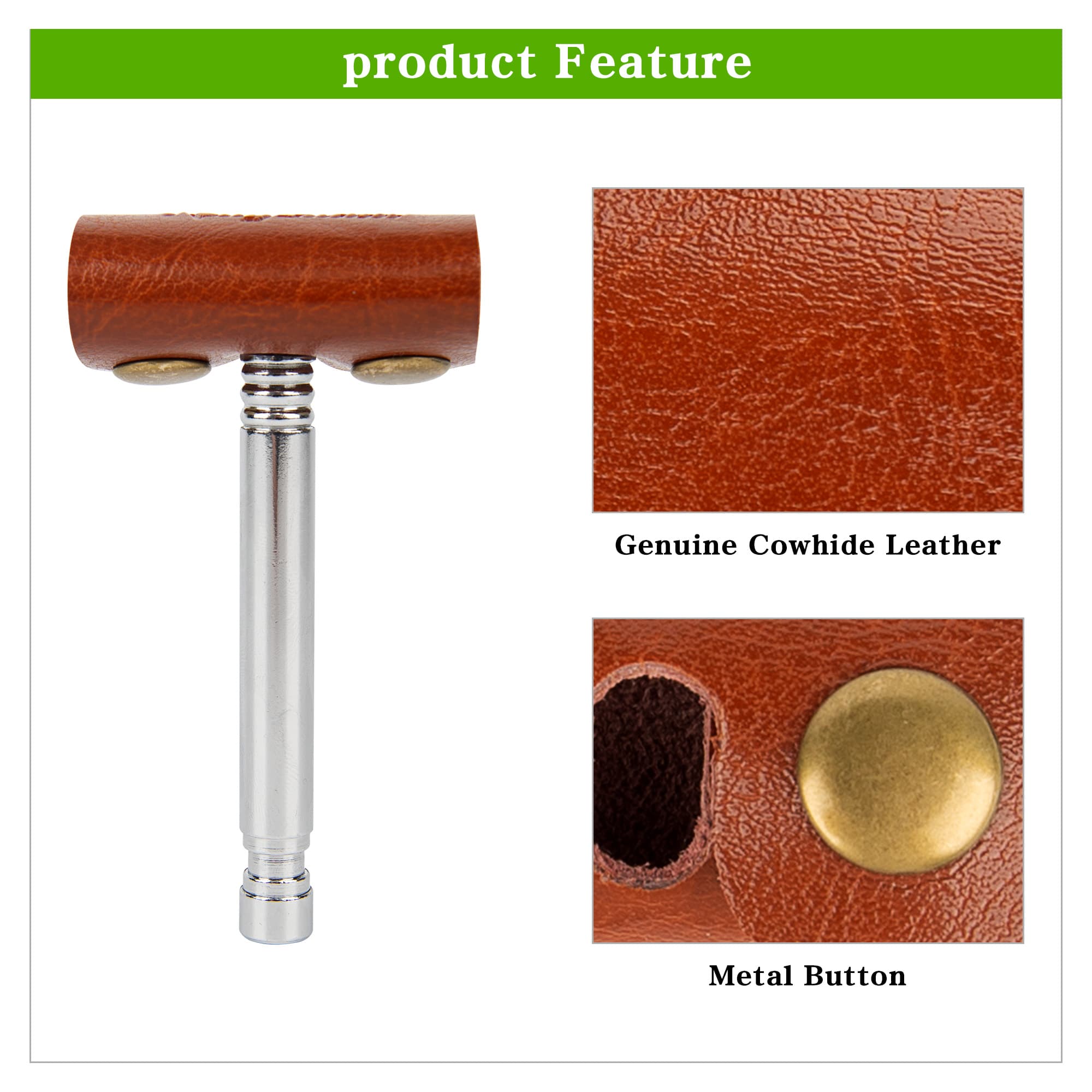 2 Pack Genuine Leather Safety Razor Protective Cover, Double Edge Razor Head Protecting Sheath, Blade Guard Shaving Travel Cover - 3