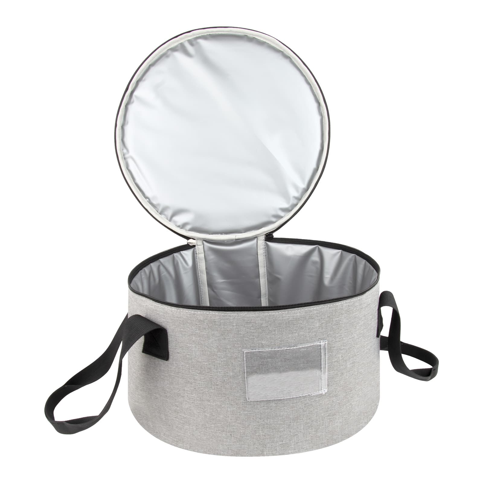 Kingshion Round Insulated Thermal Pie Carrier Slow Cooker Bag,Reusable Insulated Cake Carriers Casserole Carrier Cooler Bags for Potluck,Picnics,Collapsible Lunch bag for Delivery- Light Gray - 2