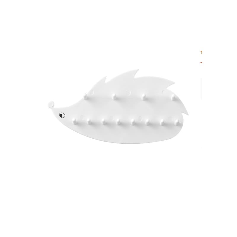 JANKOW Hedgehog Wall Hooks, White Plastic, 2-Pack – Cute Wall-Mounted Animal Coat and Key Hooks for Entryway, Bathroom, Nursery, Kids Room